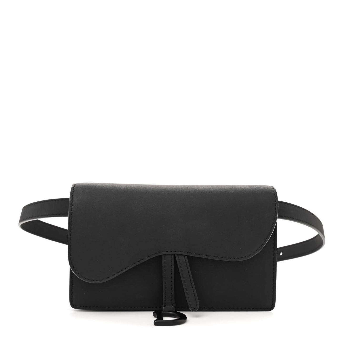 Ultra Matte Calfskin Saddle Belt Clutch Black
