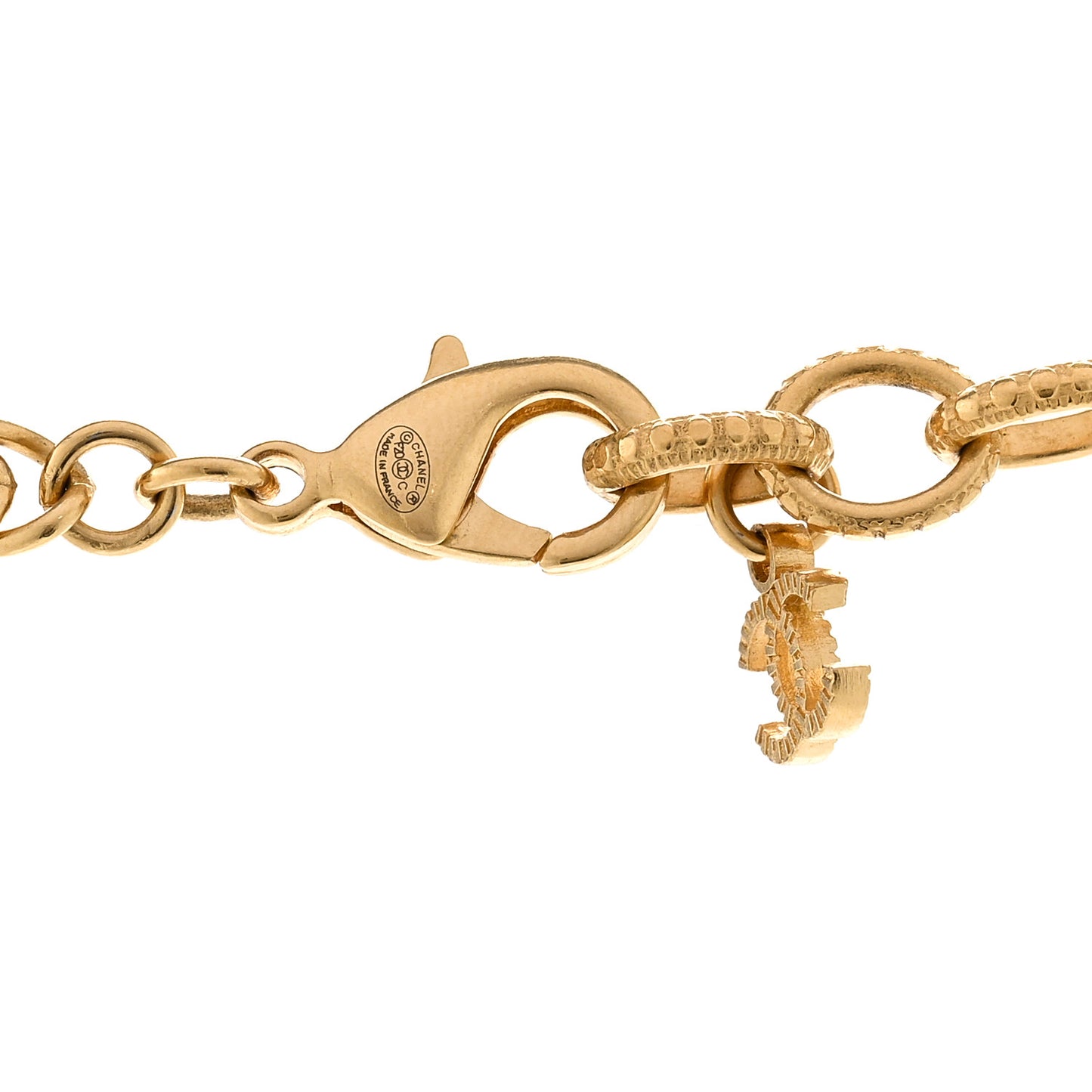 CC Padlock ID Dog Tag Charm Necklace Gold