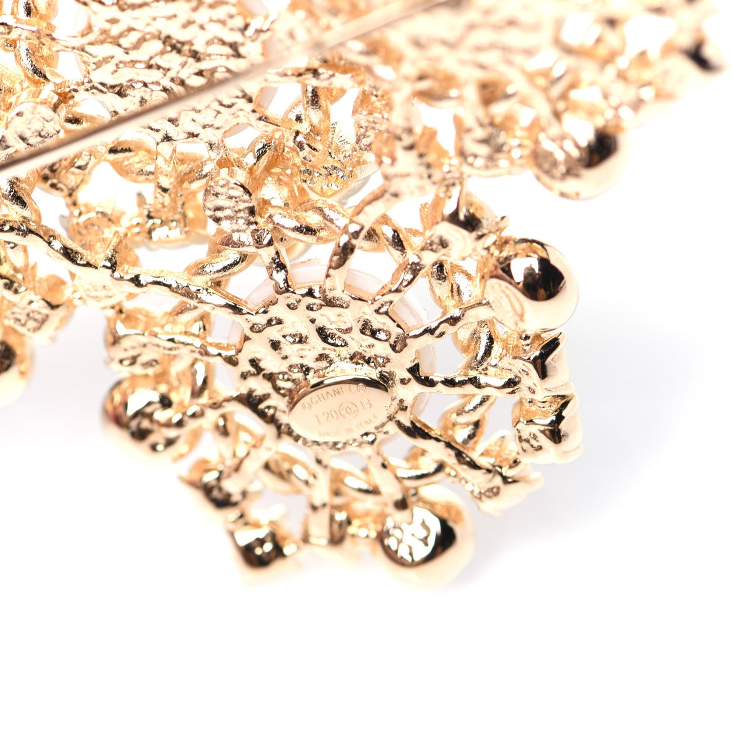 Pearl Crystal CC-Casino Brooch Gold