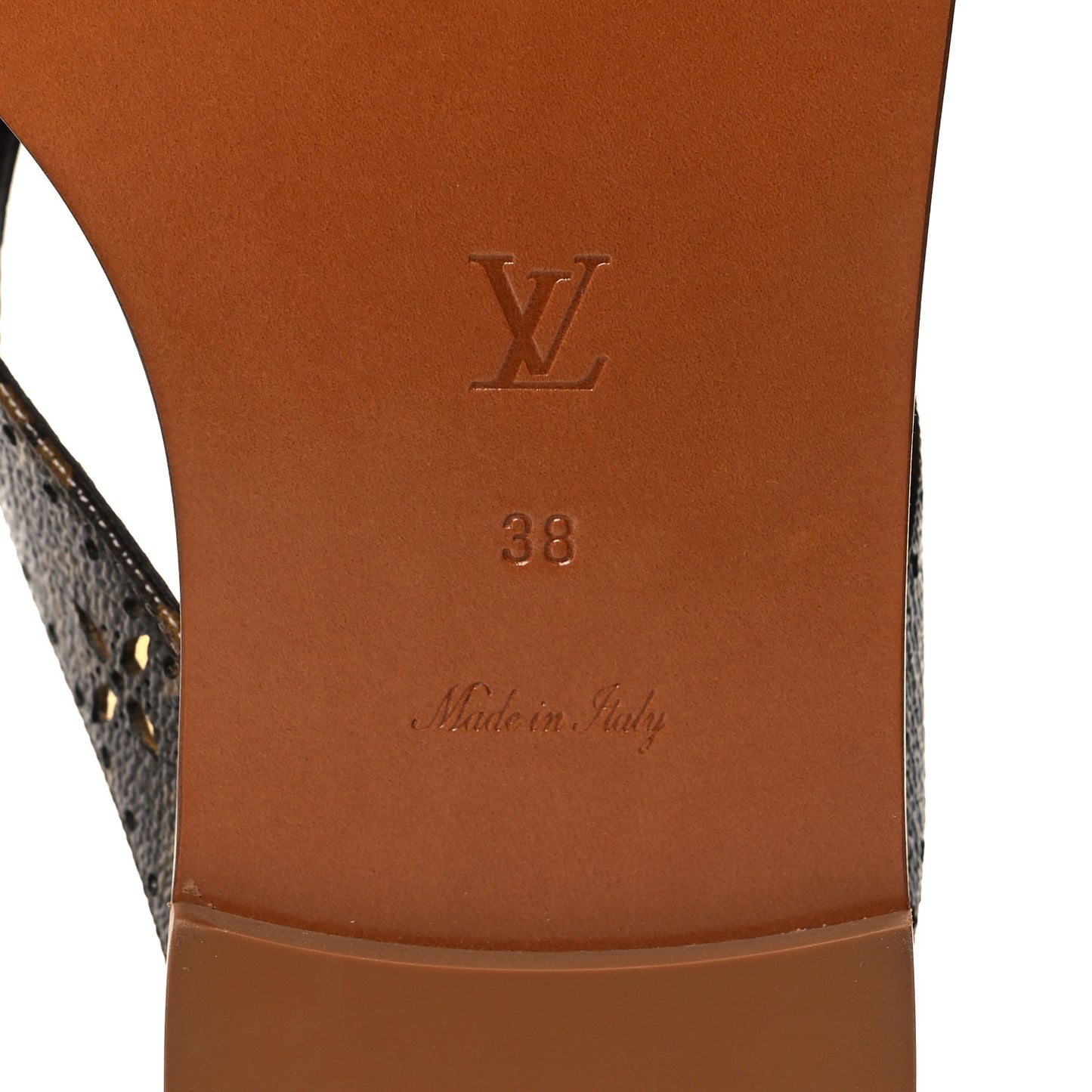 Monogram Sunny Flat Thong Sandals 38 Brown
