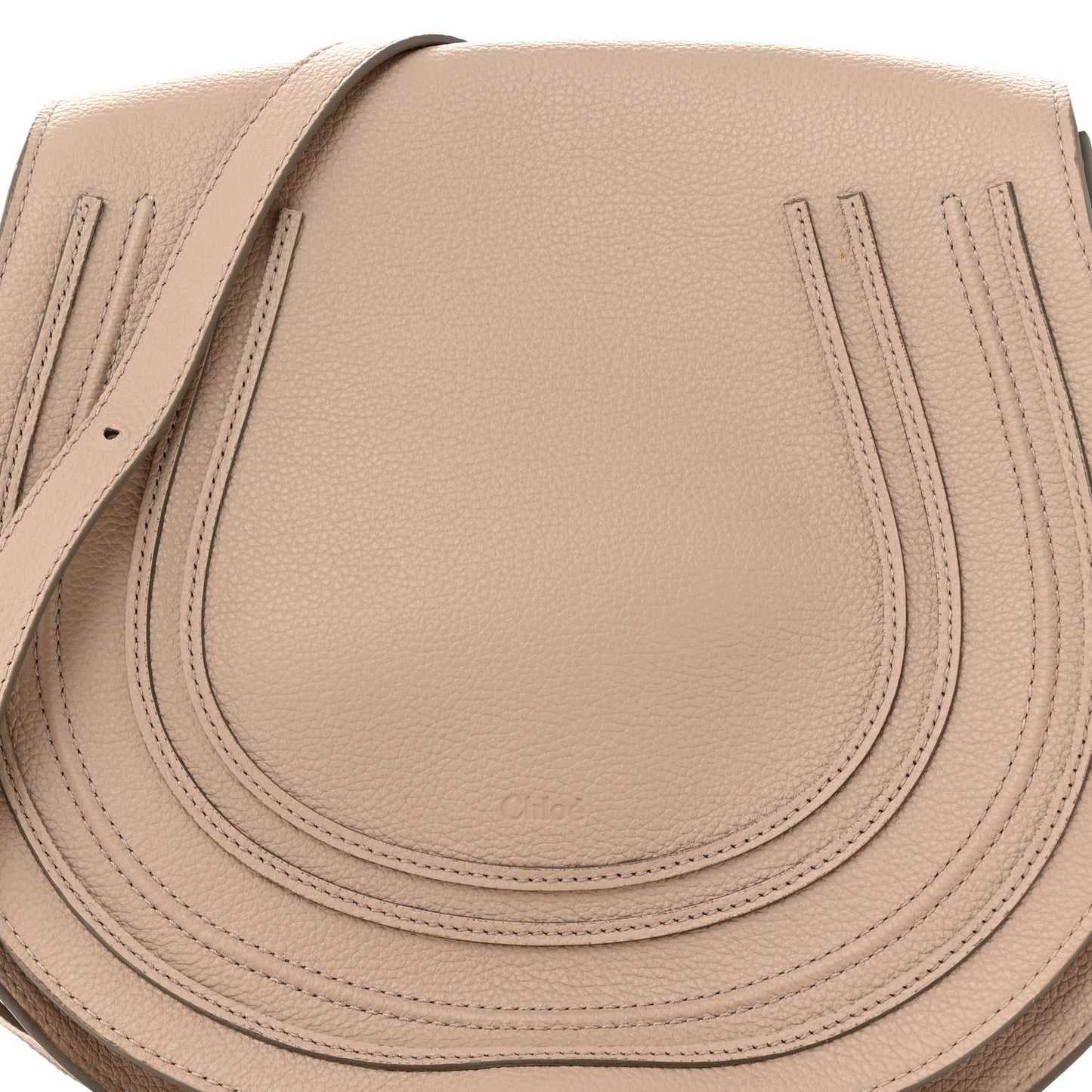 Grained Calfskin Medium Marcie Saddle Bag Nomad Beige