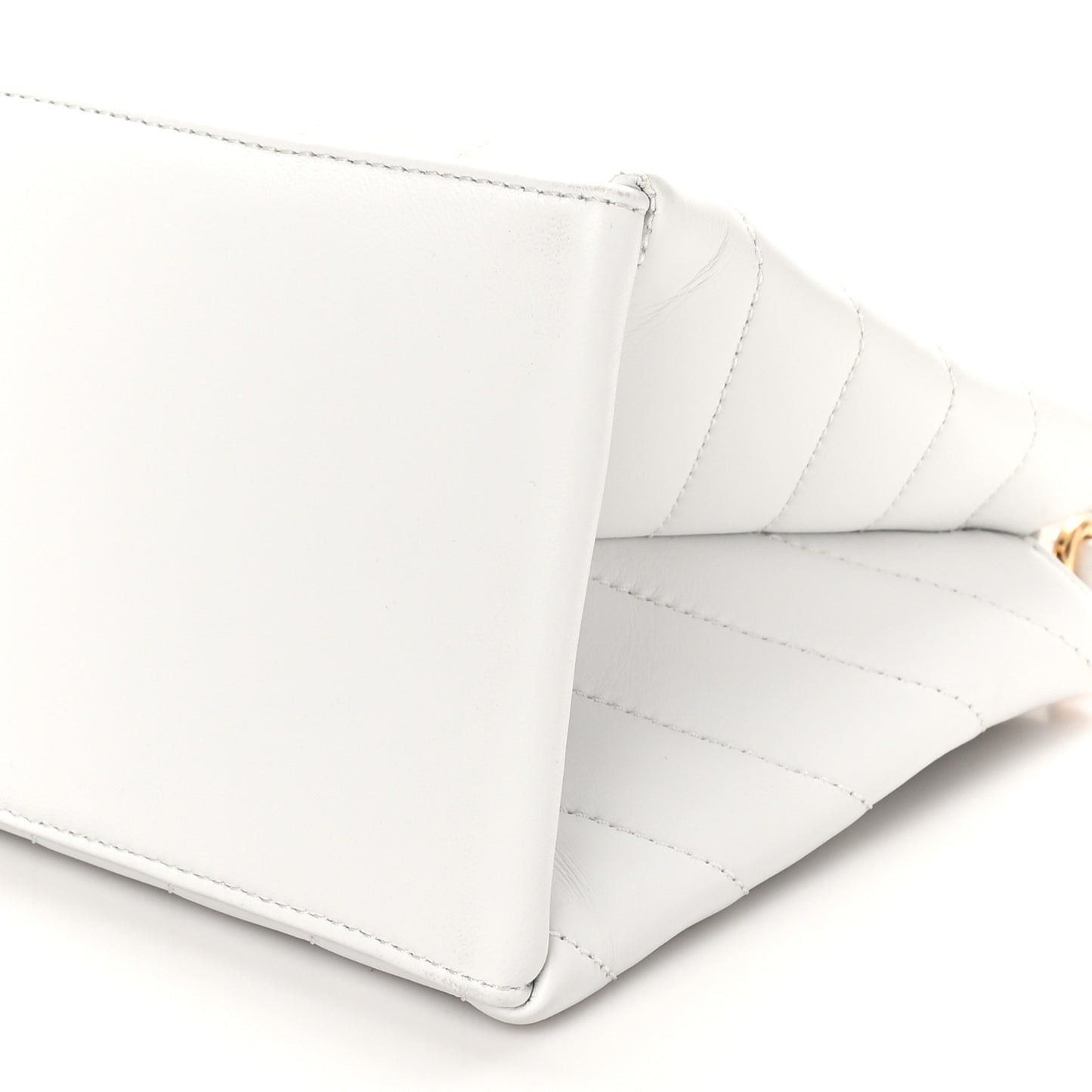 Calfskin Diagonal Quilted Jackhammer 25 Tote White