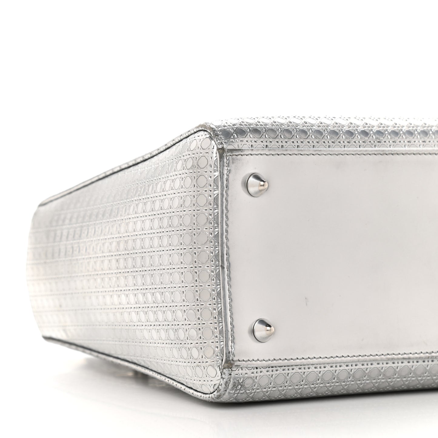 Metallic Patent Micro-Cannage Medium Lady Dior Silver