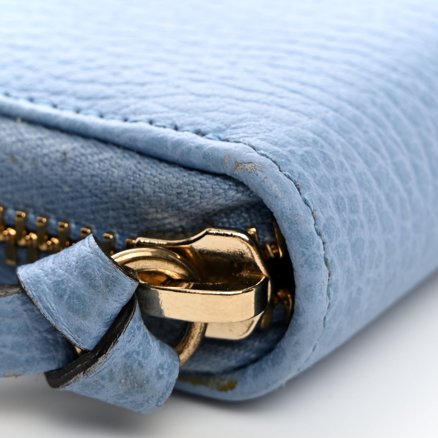 Dollar Calfskin Medium Swing Zip Around Wallet Light Blue
