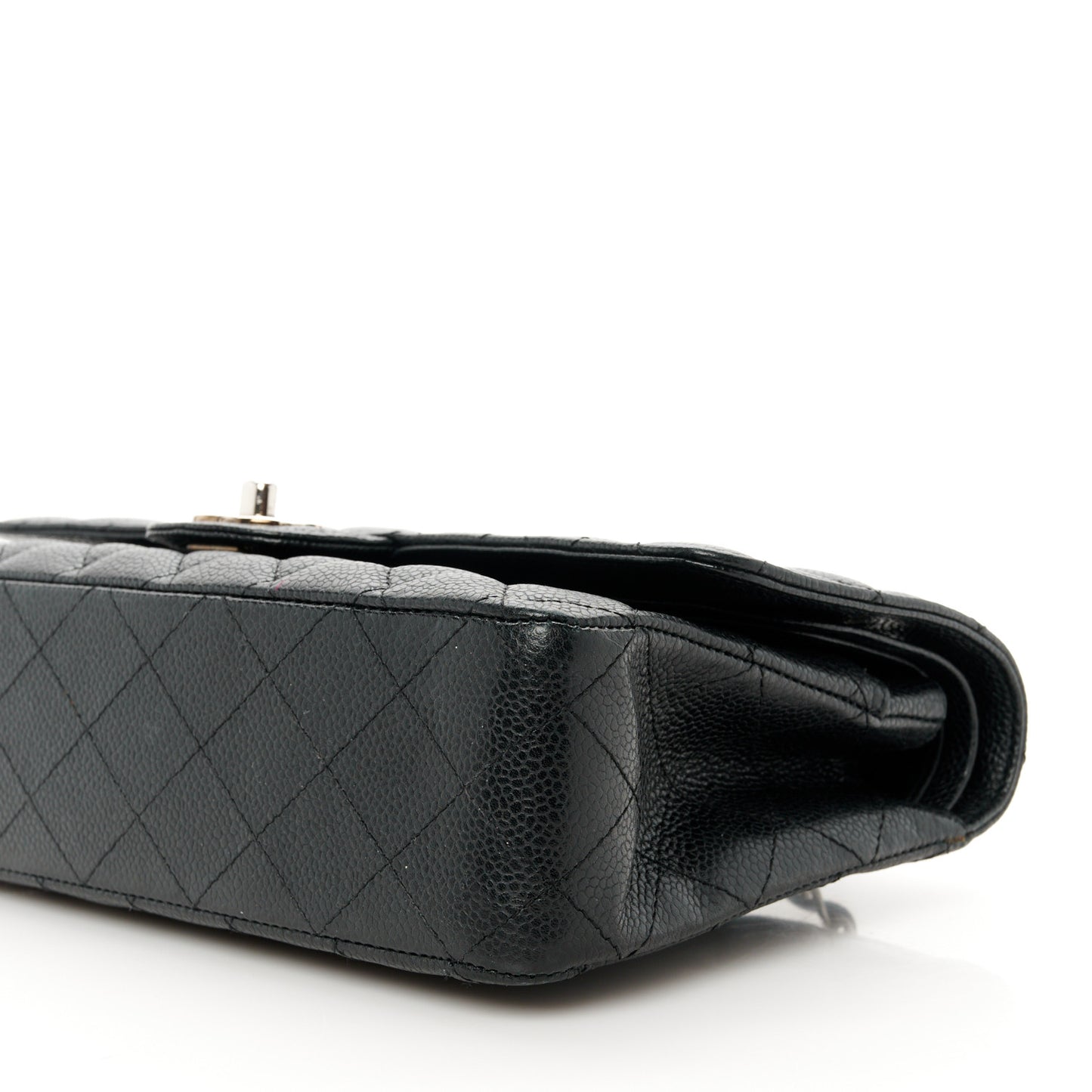 Caviar Quilted Medium Double Flap Black