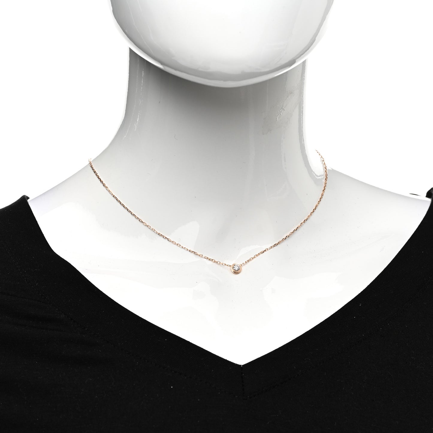 18K Pink Gold Diamond LM D'Amour Pendant Necklace