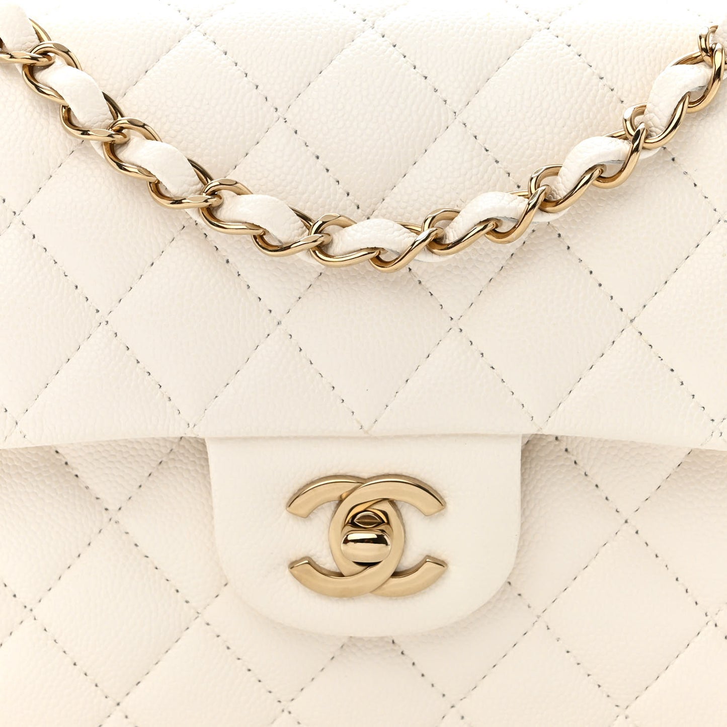 Caviar Quilted Small Double Flap White