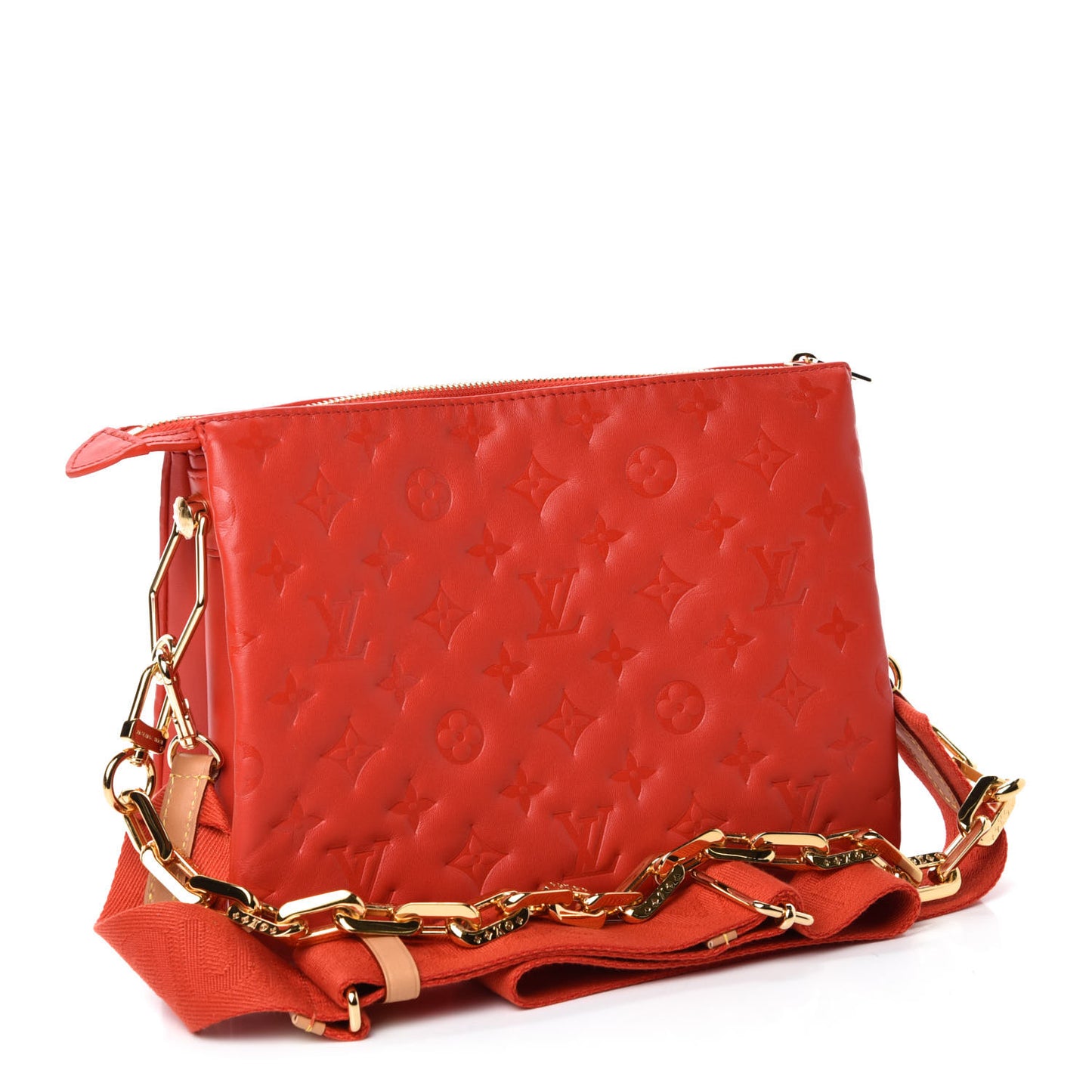 Lambskin Embossed Monogram Coussin PM Red