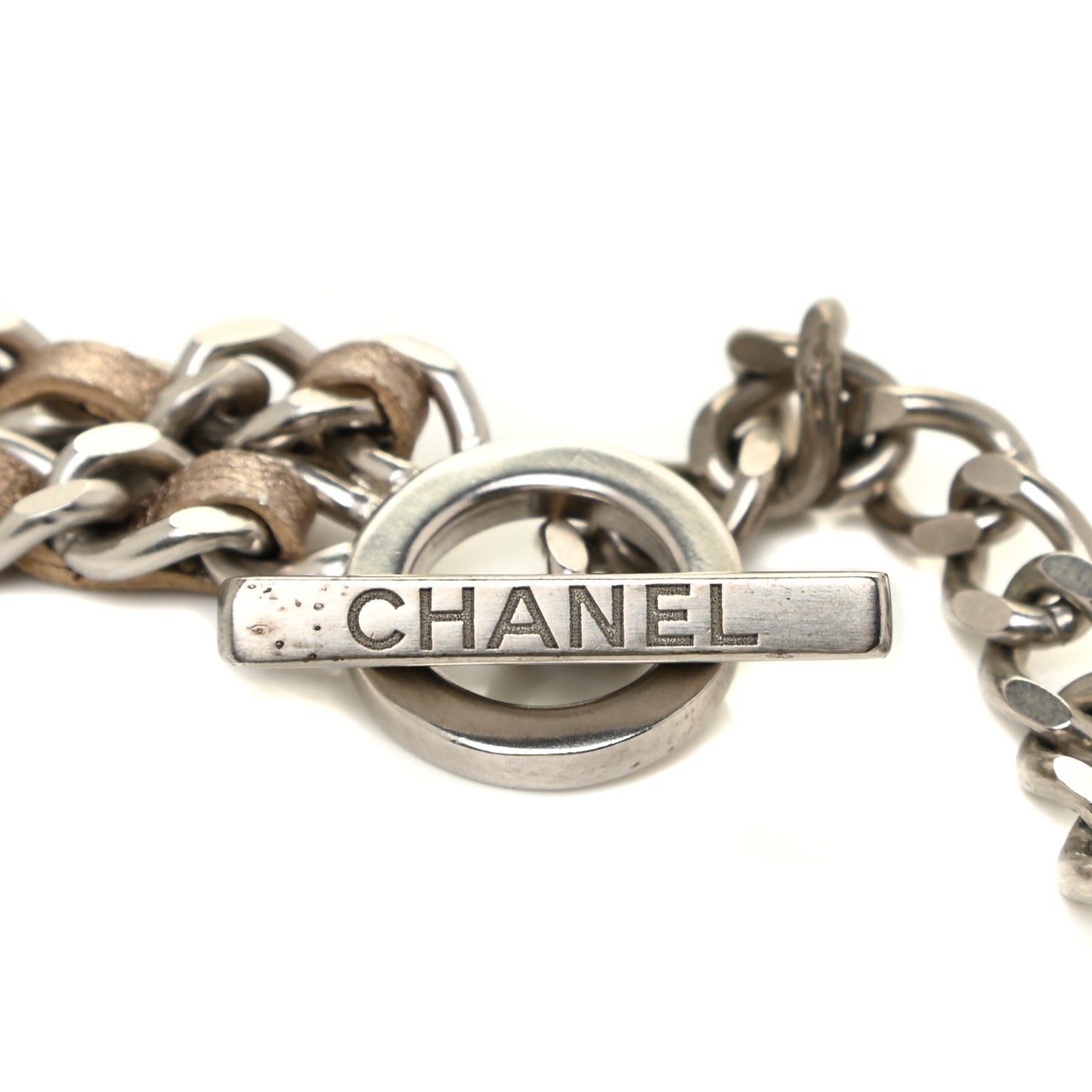 Lambskin Chain CC Medallion Belt Silver Gold