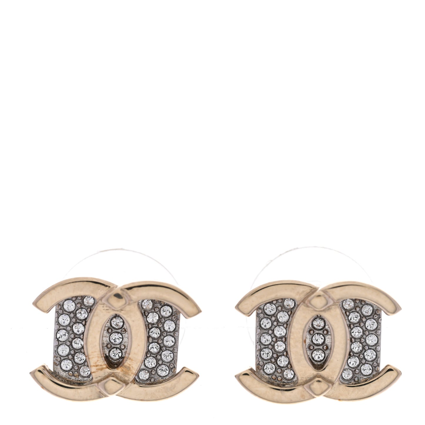 Crystal CC Square Earrings Gold