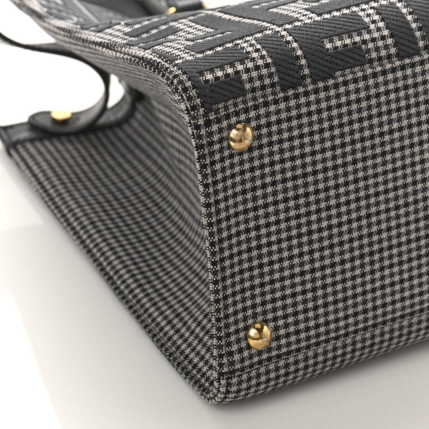 Fendi Wool Vitello King Houndstooth FF Embroidered Medium Peekaboo X-Tote Grigio Anthracite 7 of 8