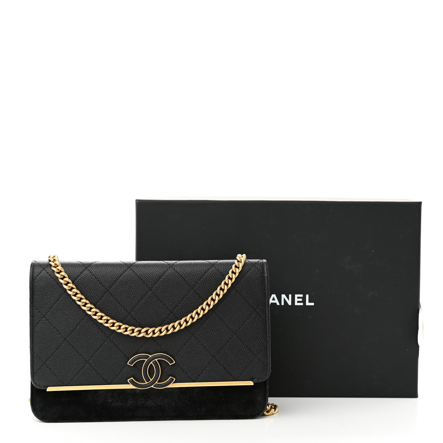 Chanel Caviar Suede Stitched Lady Coco Wallet On Chain WOC Black 12 of 12