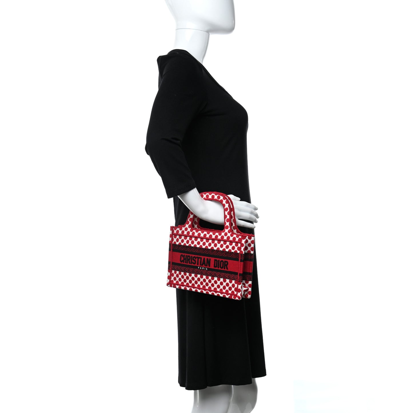 Canvas DiorAmour Dots Mini Book Tote Red