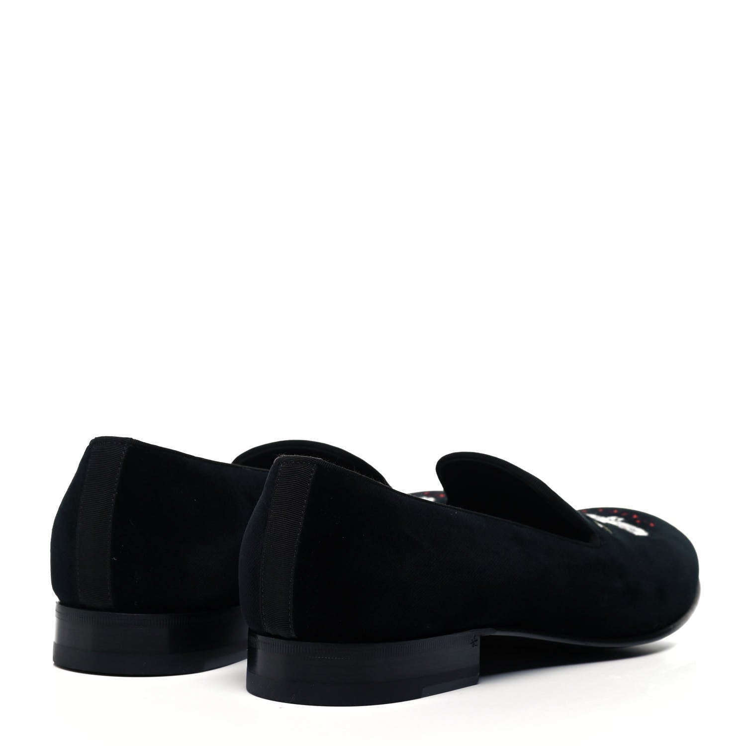 Gucci Velvet Embroidered Mens Loafers 8 Black 4 of 8