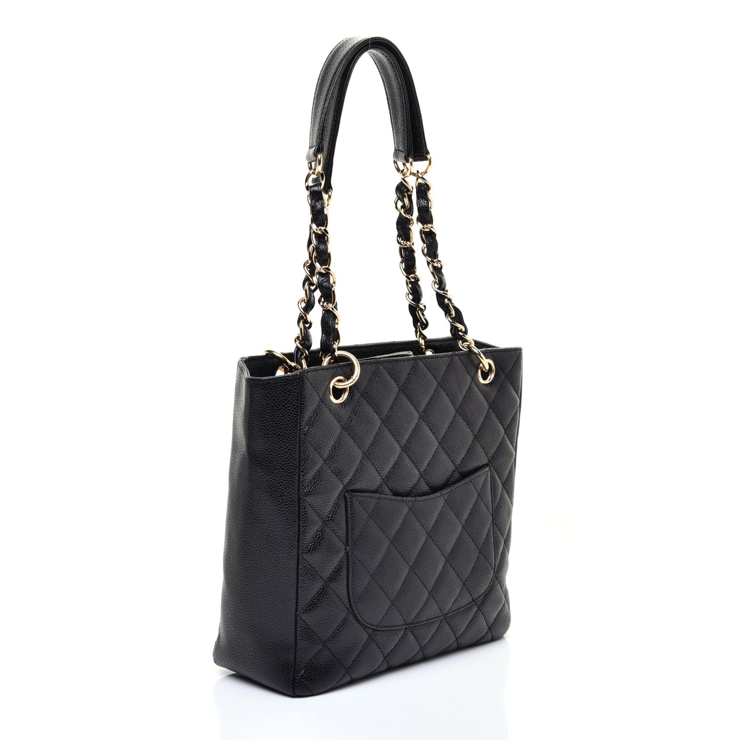 Caviar Quilted Petit Shopping Tote PST Black