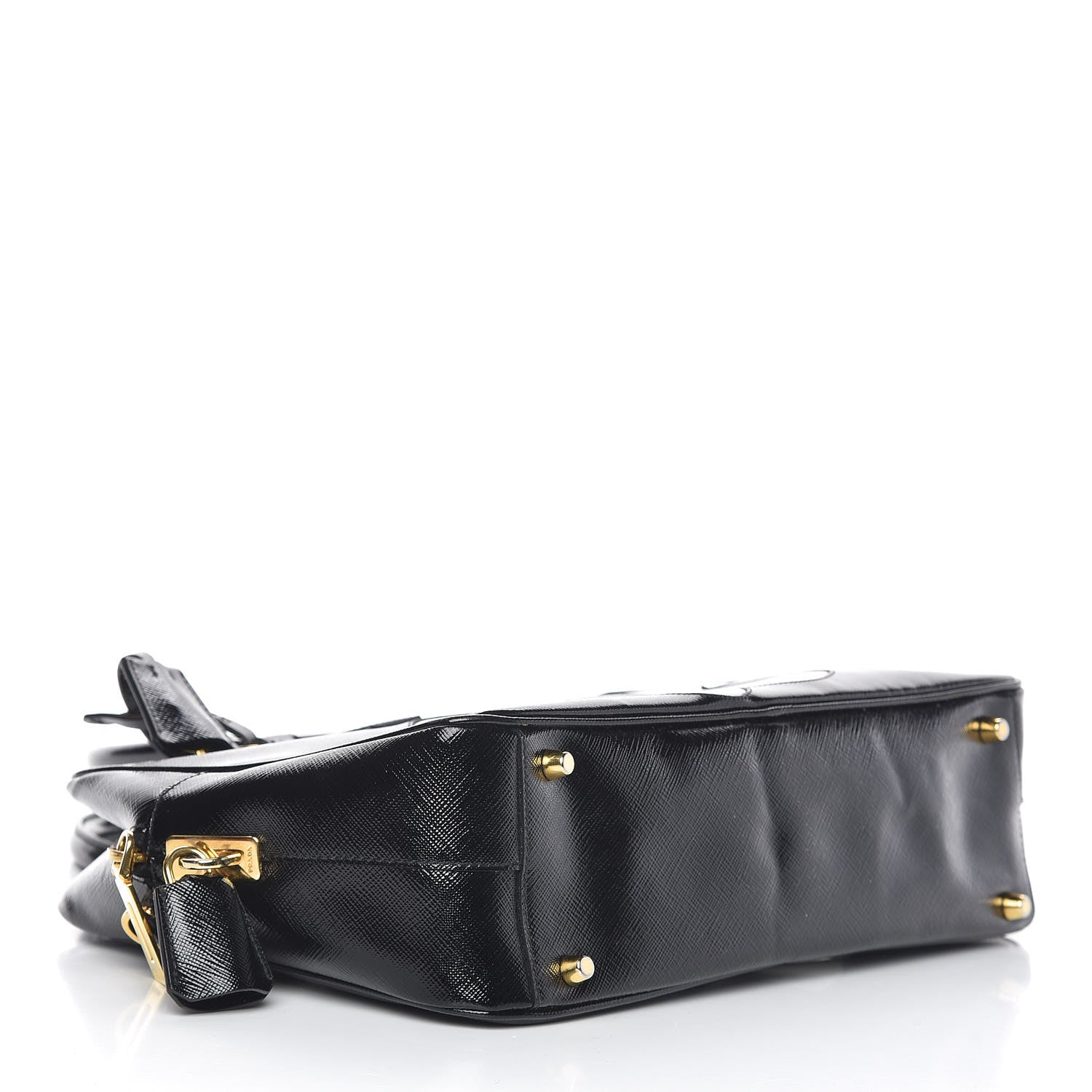 Prada Saffiano Vernice Floral Bauletto Bag Black 4 of 12