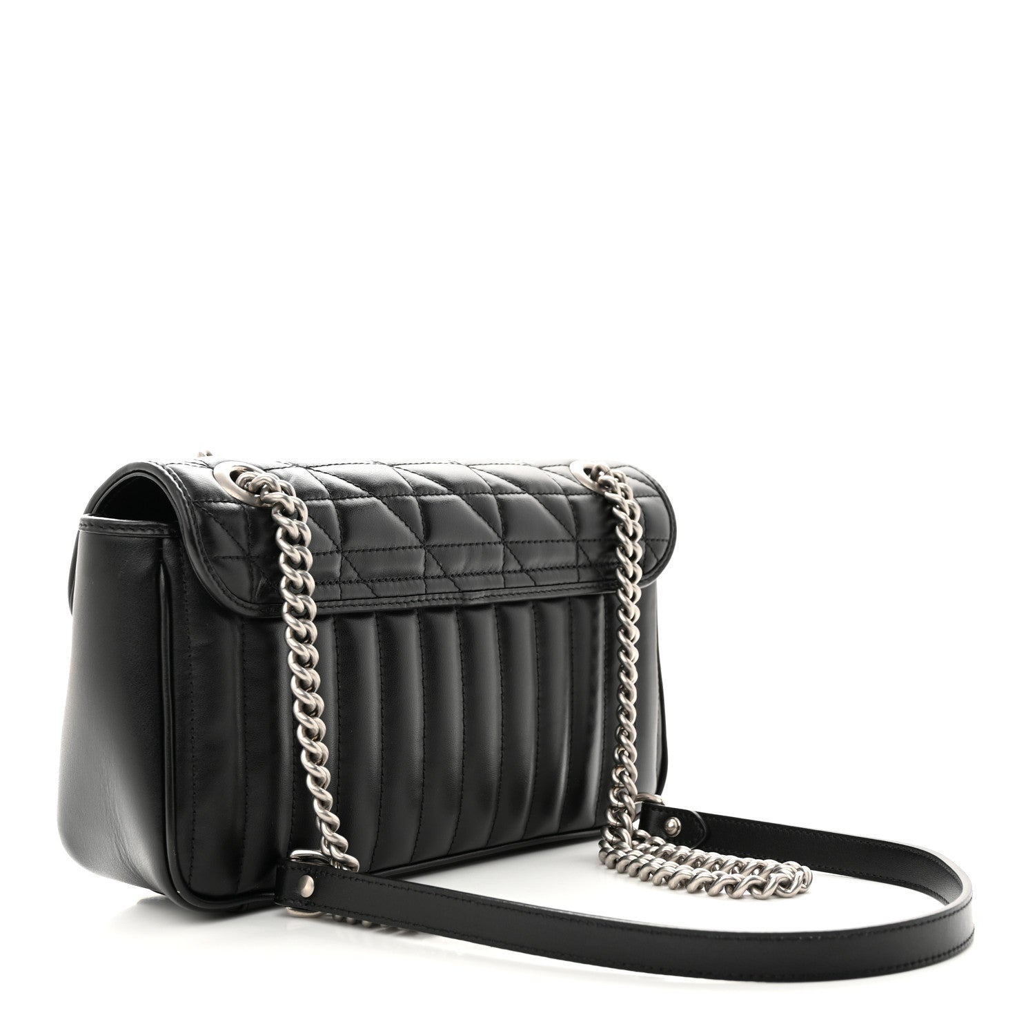 Gucci Calfskin Matelasse Aria Small GG Marmont Shoulder Bag Black 3 of 10