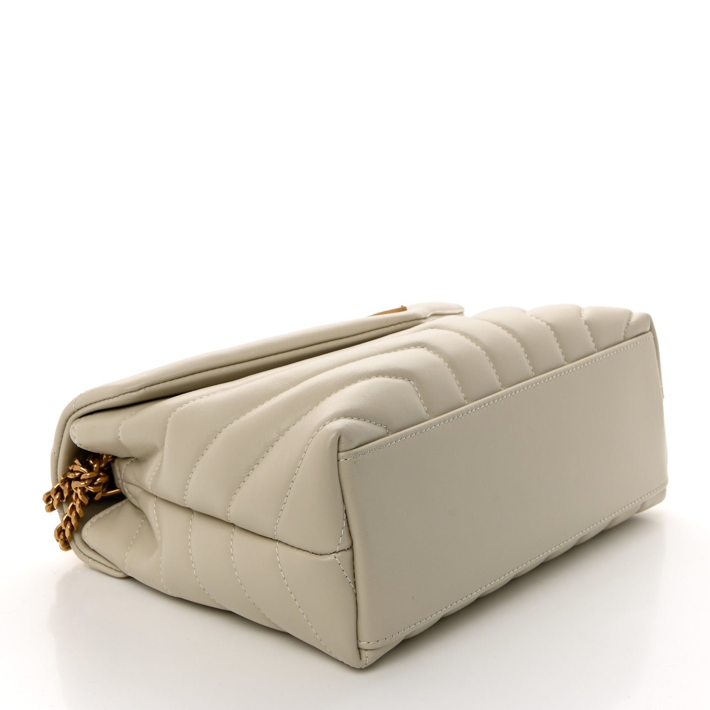 Calfskin Y Quilted Monogram Small Loulou Chain Satchel Crema Soft