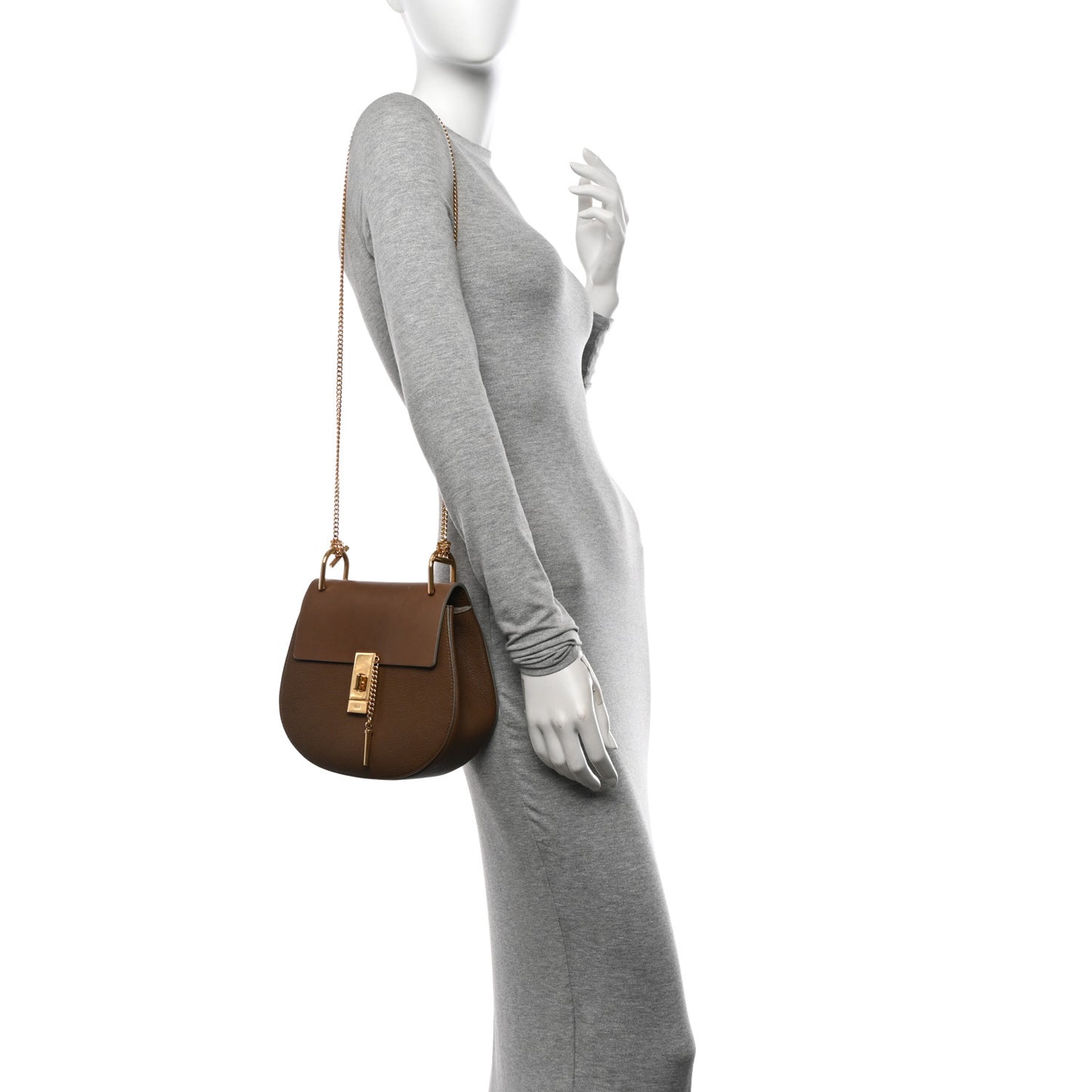 Grained Lambskin Drew Shoulder Bag Woody Khaki
