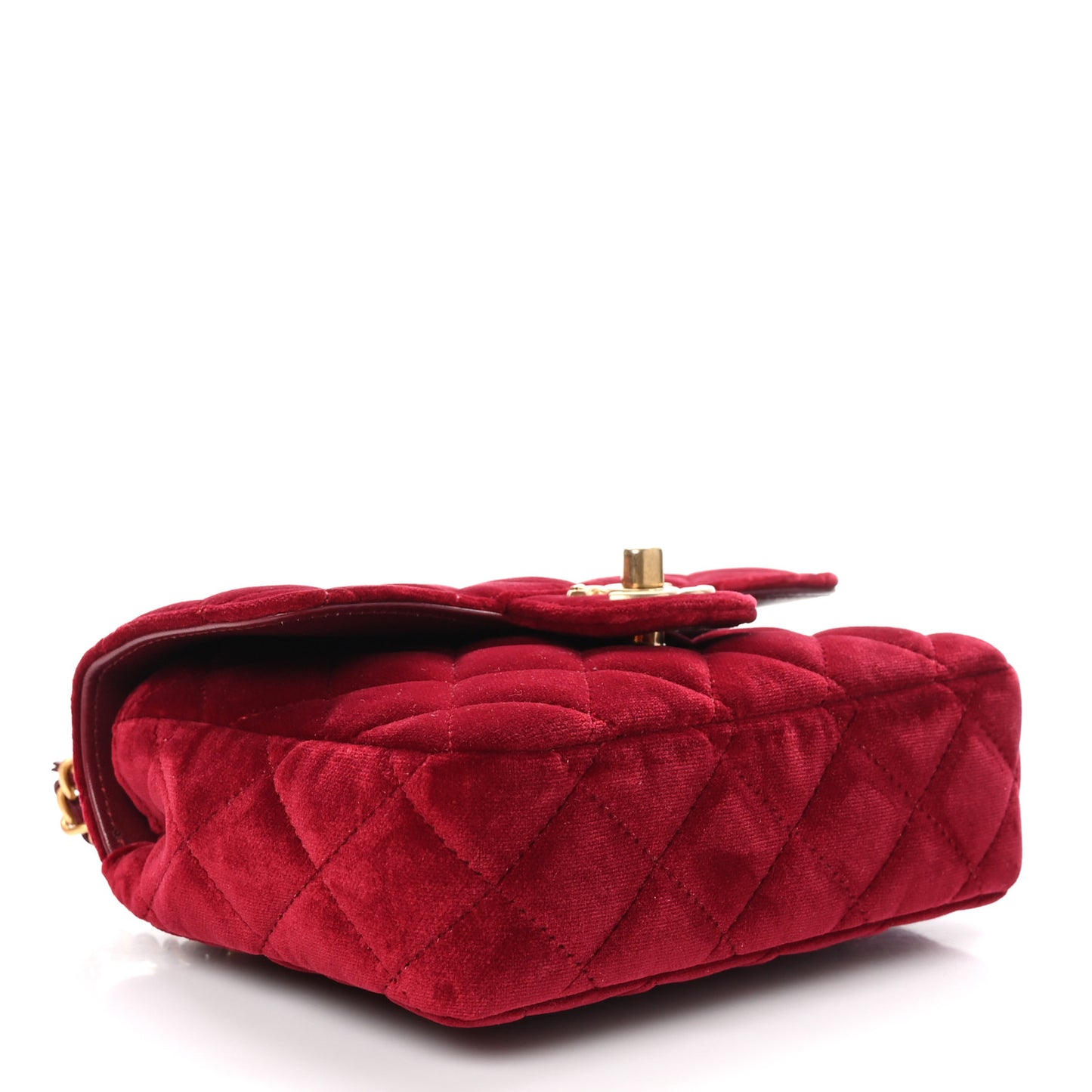 Velvet Enamel Mini Flap Red