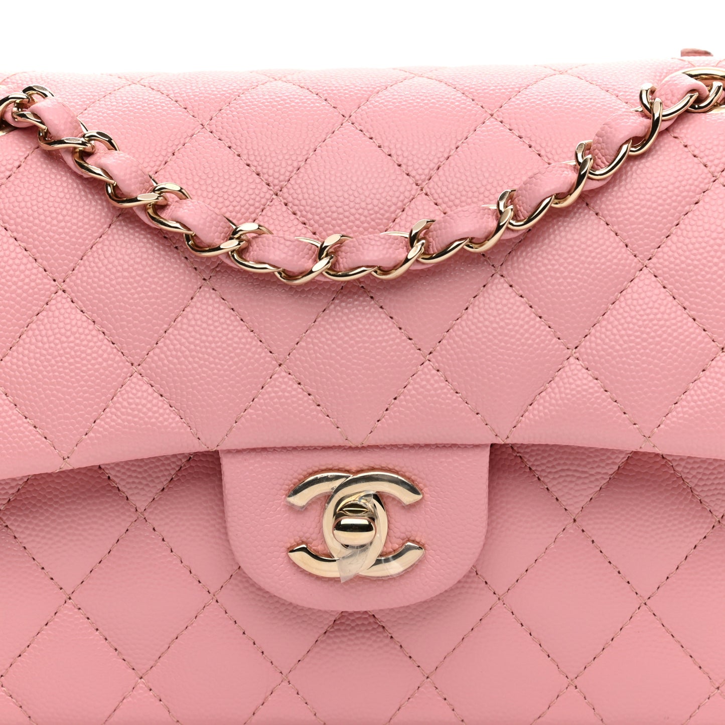 Caviar Quilted Small Double Flap Pink