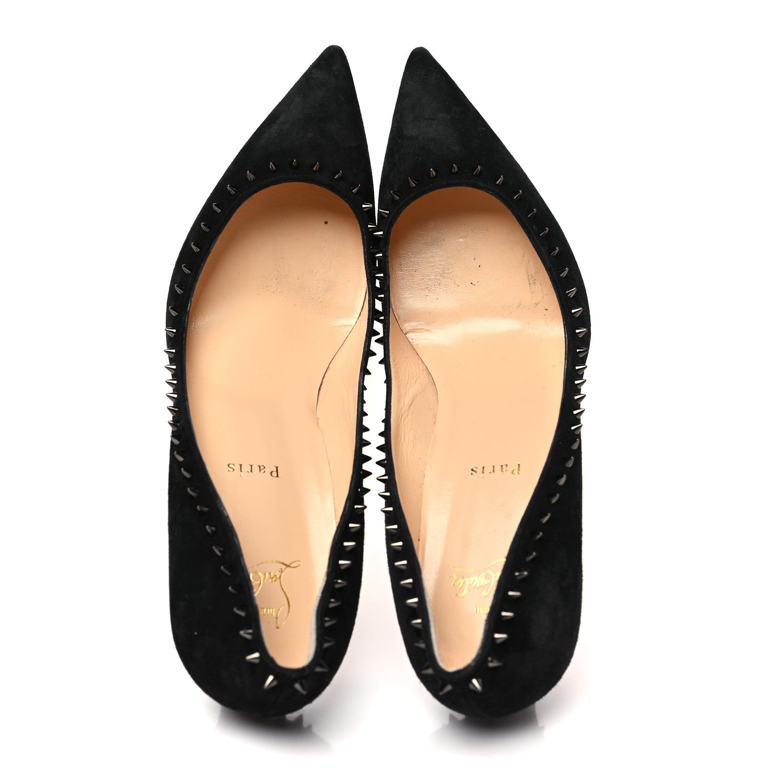 Christian Louboutin Veau Velours Anjalina 85 Pumps 41.5 Black Gun 2 of 9