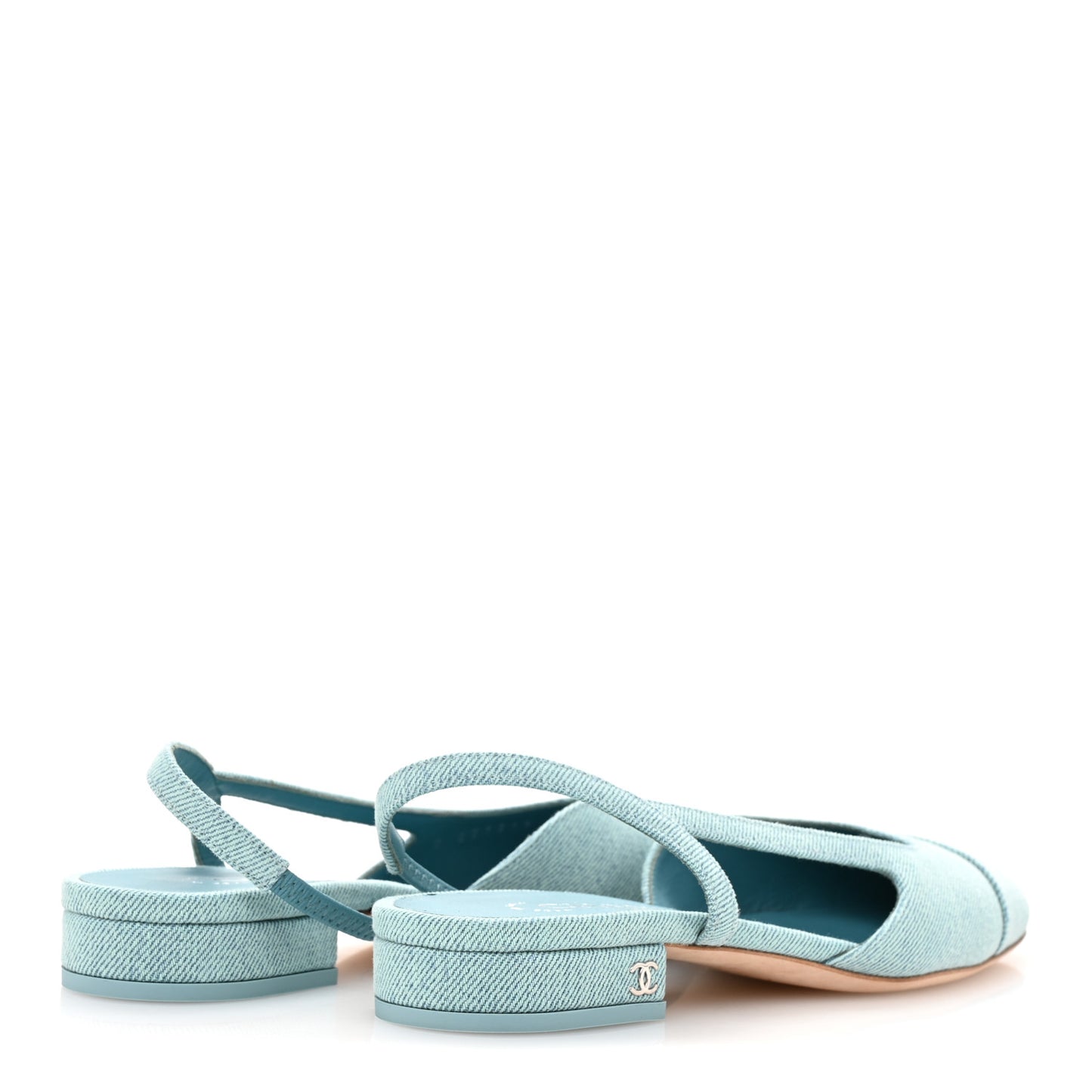Denim Cap Toe CC Slingback Flats 37 Blue