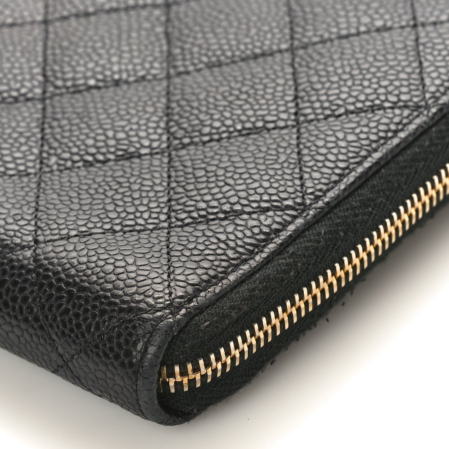 Caviar Quilted Large Zip Around Organizer Wallet Black