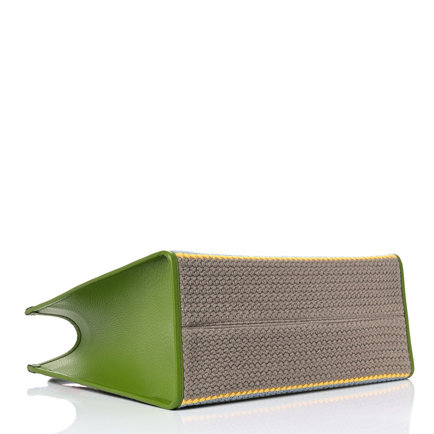 Gucci Fabric Embroidered Square G Forte Dei Marmi Striped Tote Bag Green Yellow 4 of 13