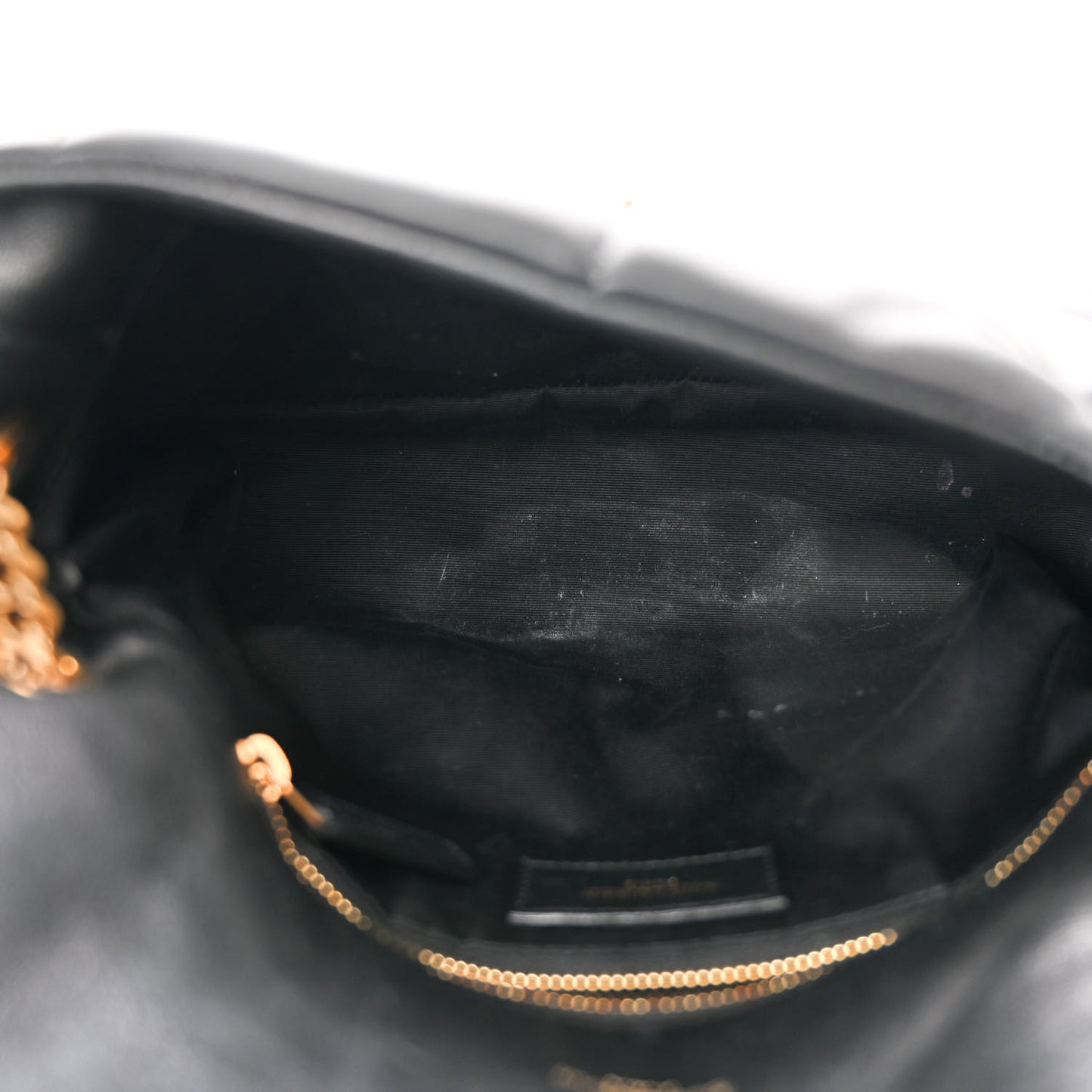 Lambskin Quilted Small Loulou Puffer Monogram Chain Satchel Black