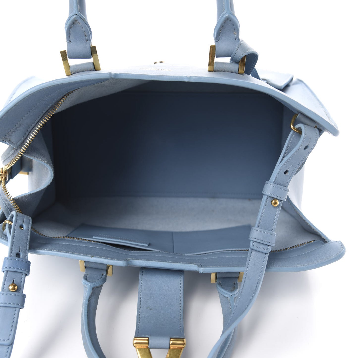 Calfskin Small Classic Y Cabas Blue Glacier