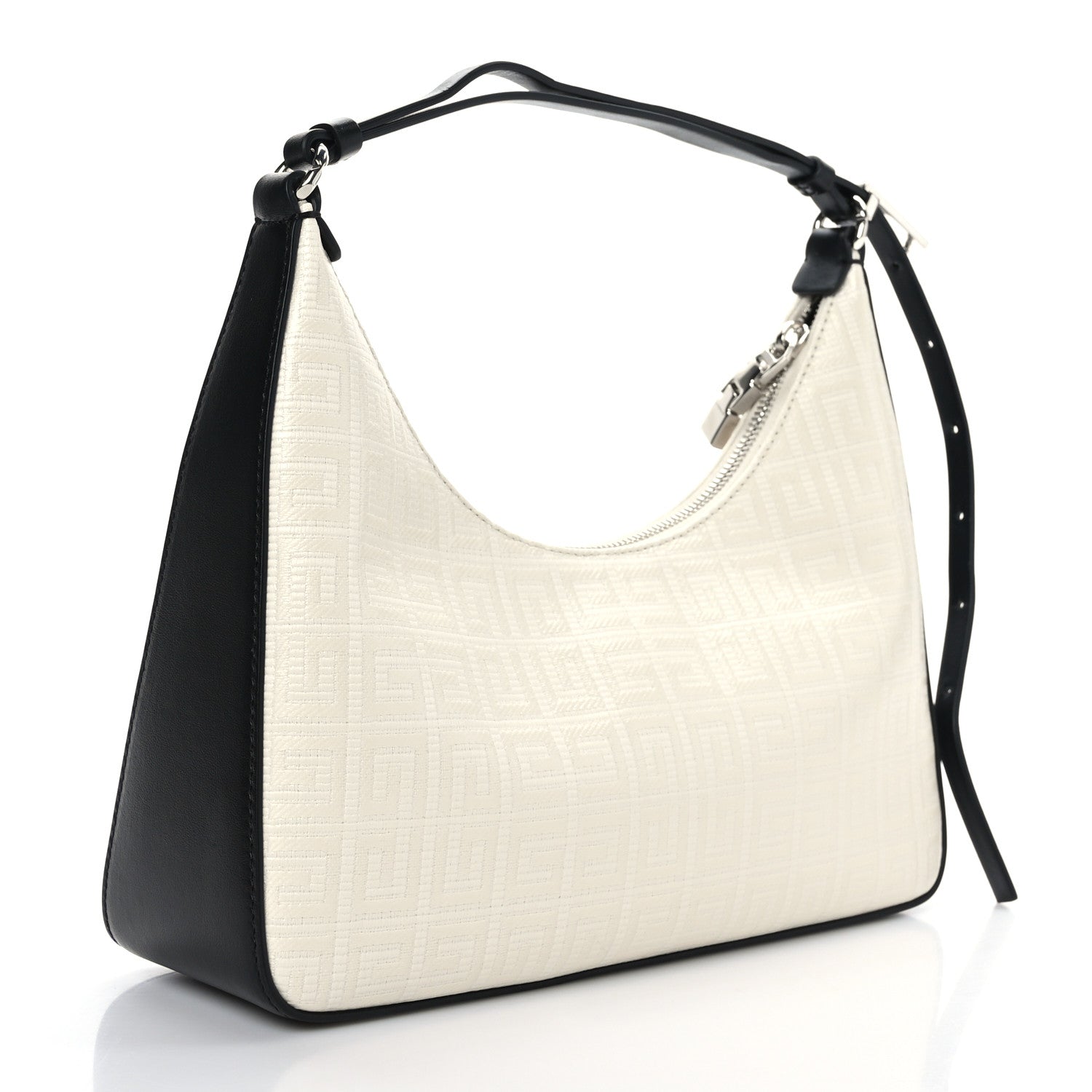 Givenchy Coated Canvas Logo 4G Embossed Small Moon Cut Out Shoulder Bag Ivory 2 of 8