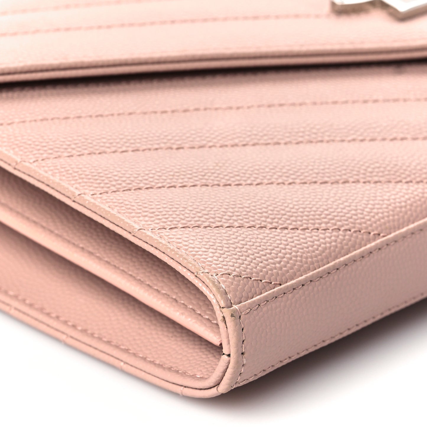 Grain De Poudre Matelasse Chevron Monogram Chain Wallet Pale Pink