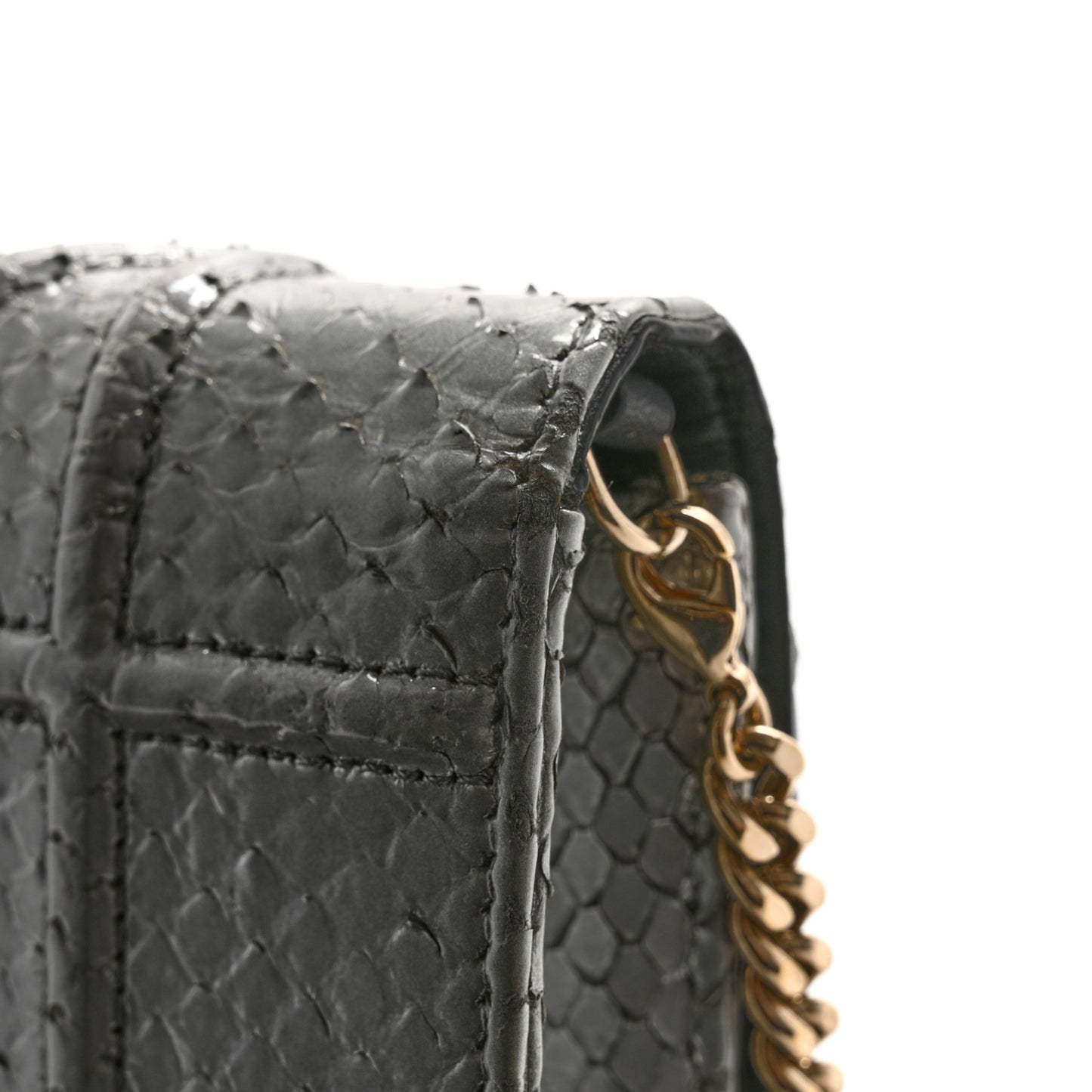 Snakeskin Diorama Wallet on Chain Pouch Silver
