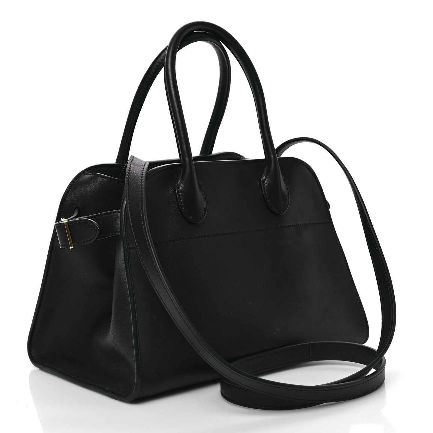 Polished Saddle Calfskin Soft Margaux 10 Bag Black