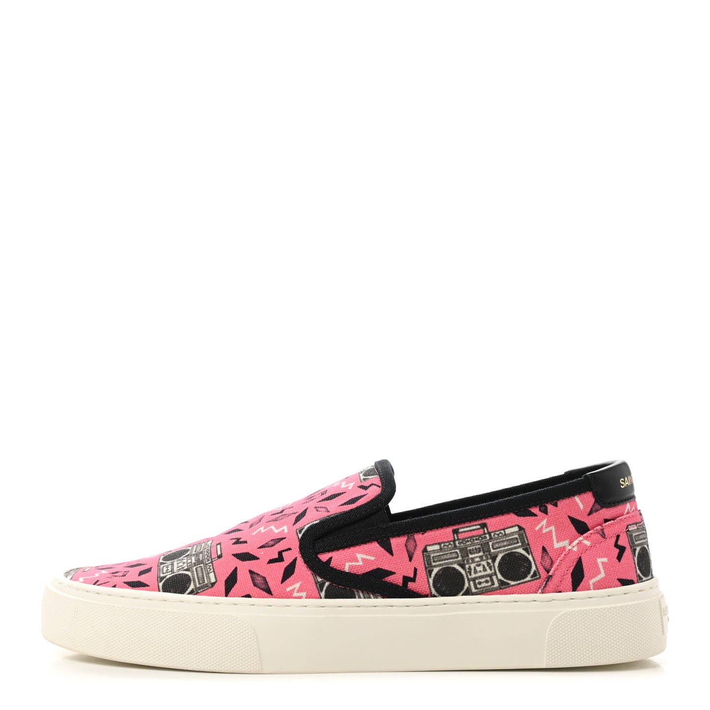 Canvas Radio Print Mens Venice Slip On Sneakers 41 Pink Black White