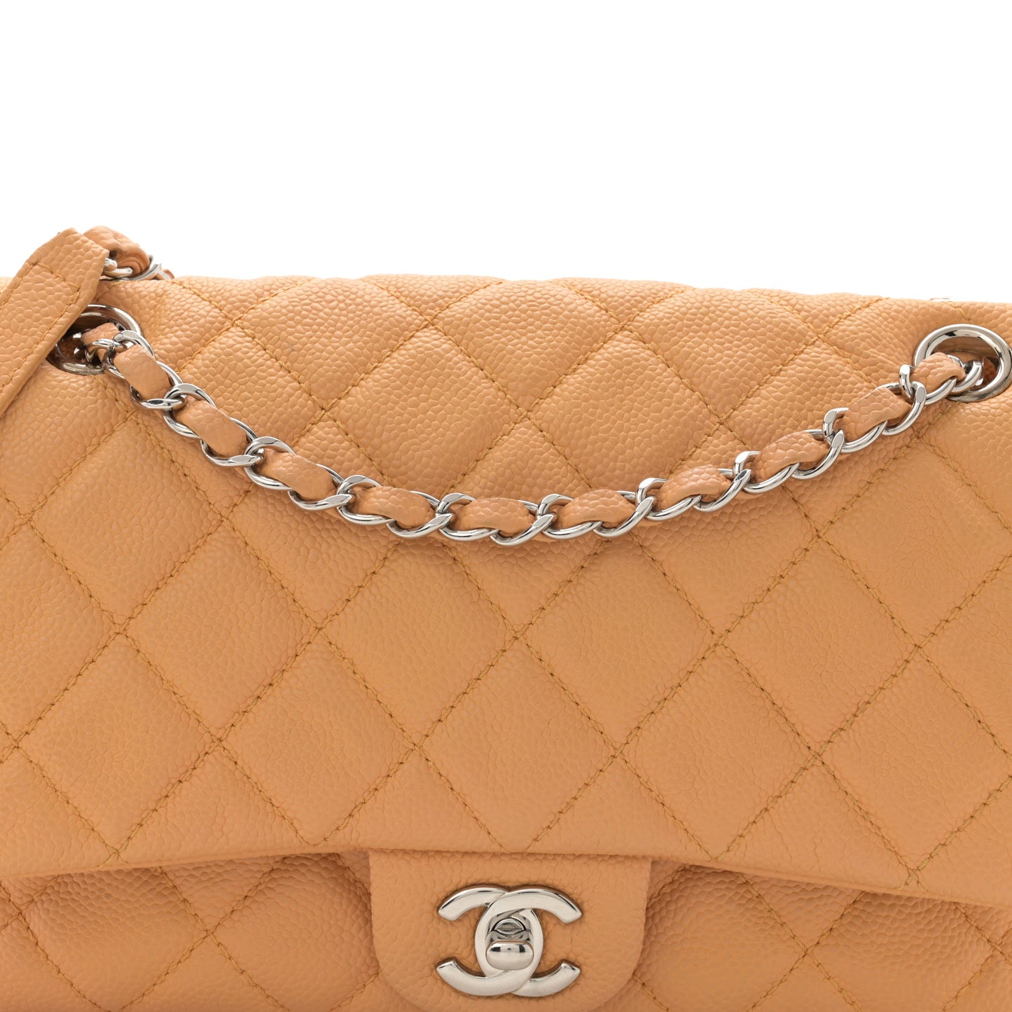 Caviar Quilted Medium Casual Journey Flap Dark Beige