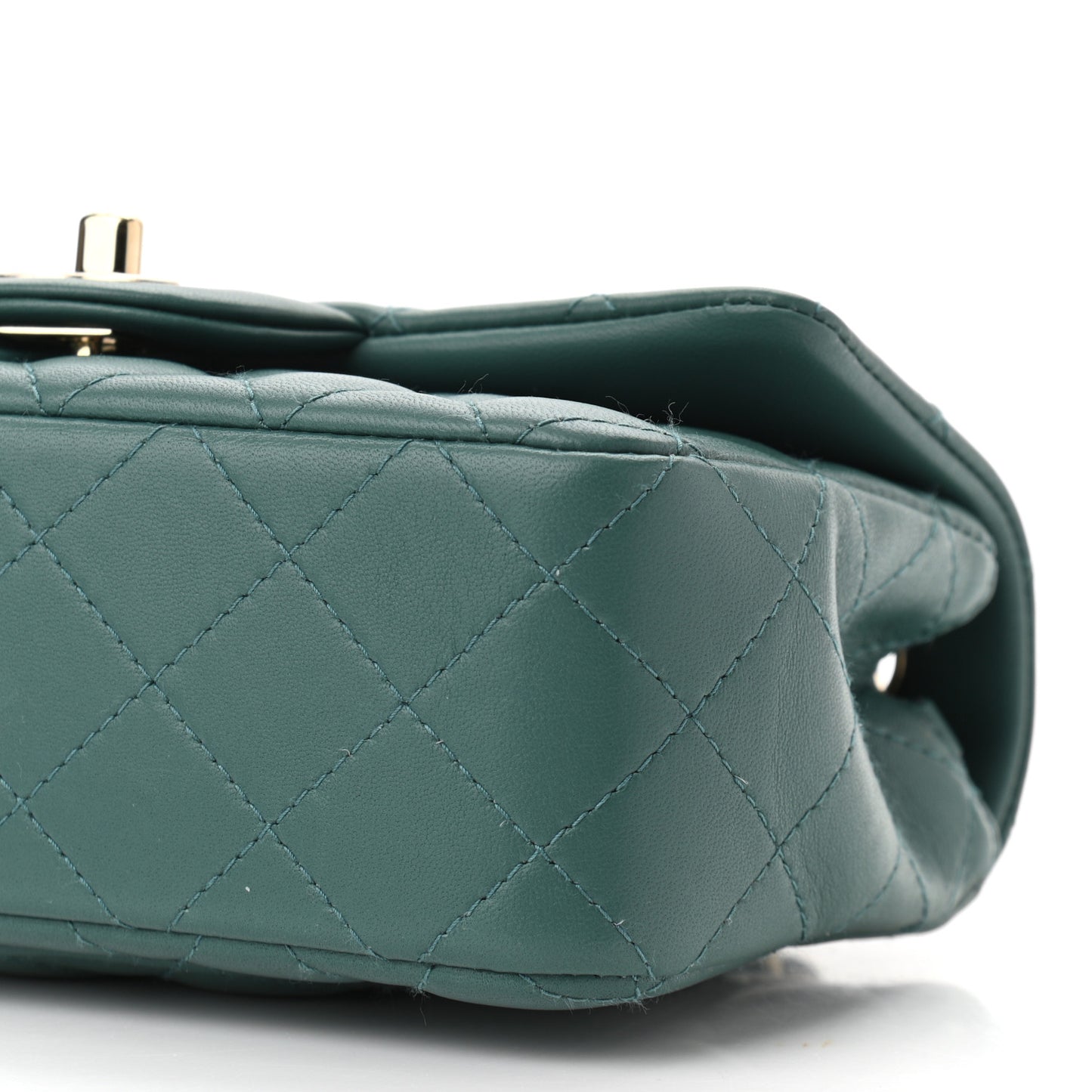 Lambskin Quilted Mini Rectangular Flap Green
