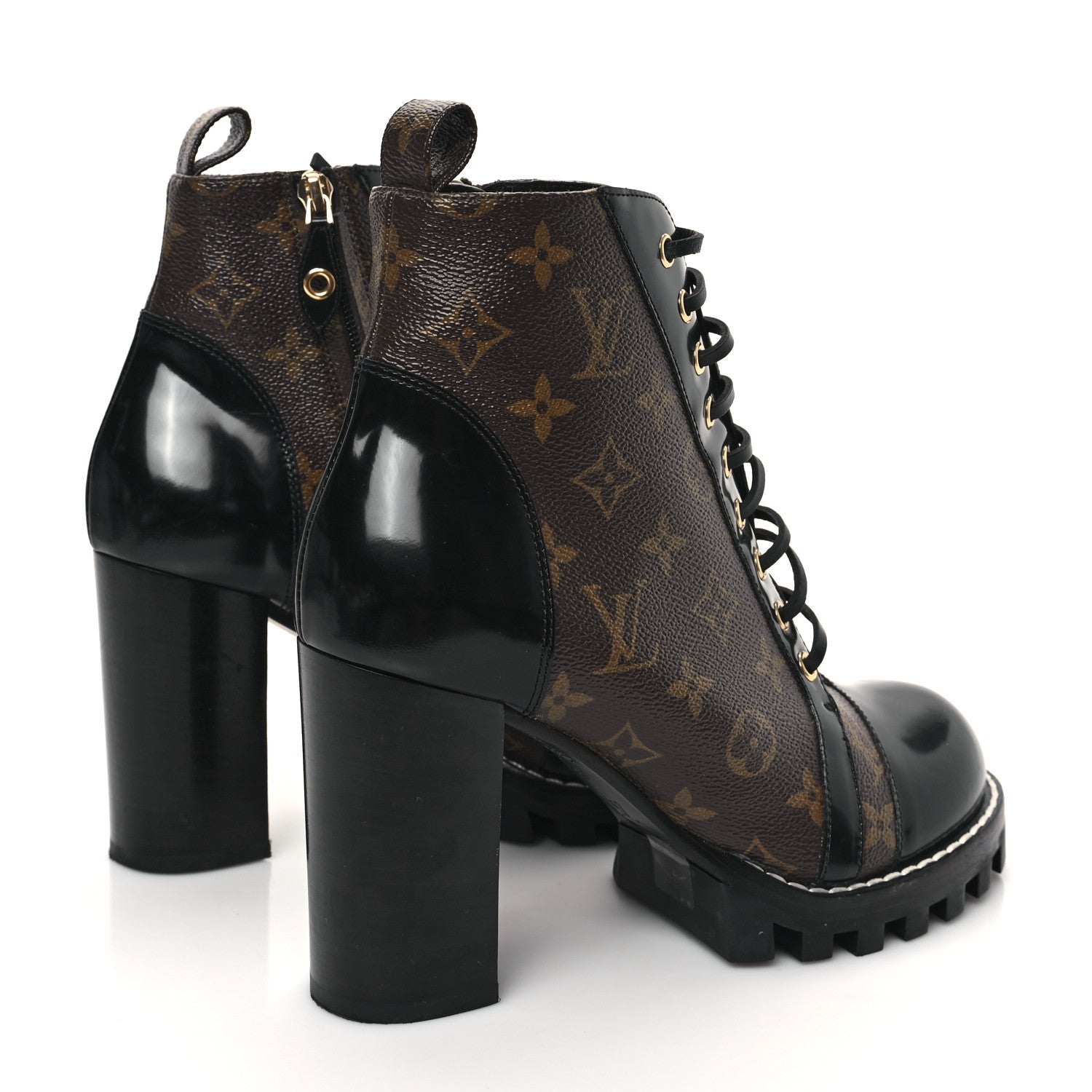 Louis Vuitton Patent Calfskin Monogram Star Trail Ankle Boots 41 Black 4 of 8