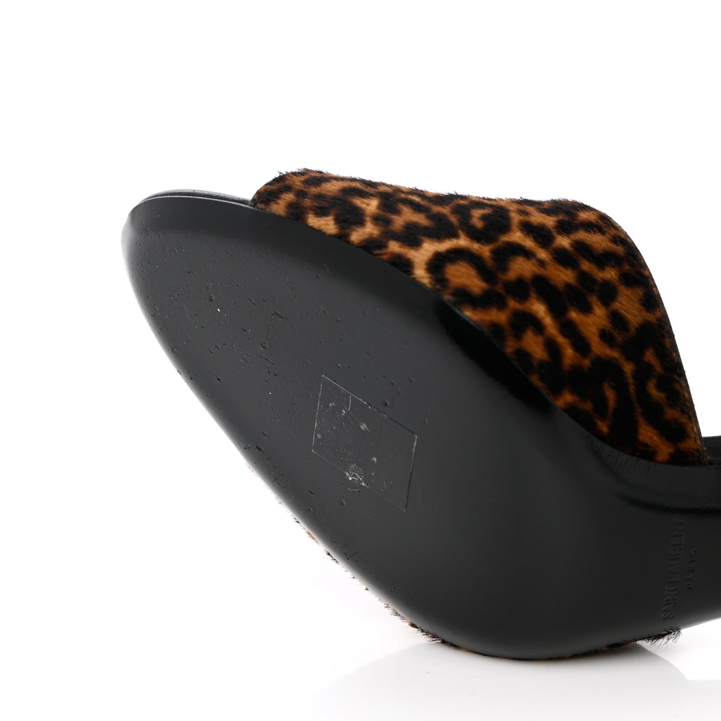 Pony Hair Leopard Print Sexy 95mm Pumps 38.5 Natural Black