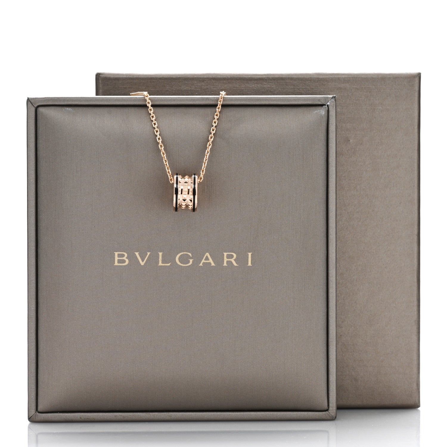 Bulgari 18K Rose Gold Black Ceramic B.Zero1 Rock Pendant Necklace 5 of 5