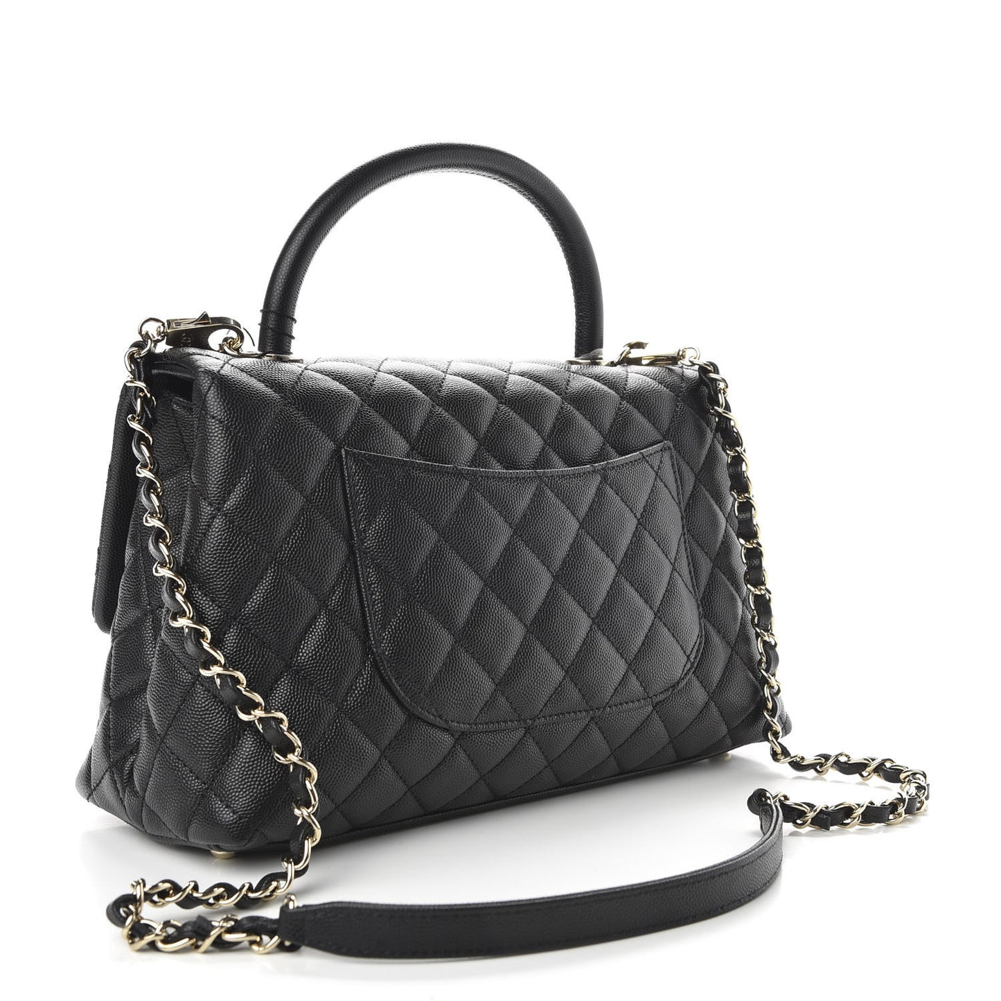 Caviar Quilted Small Coco Handle Flap Black