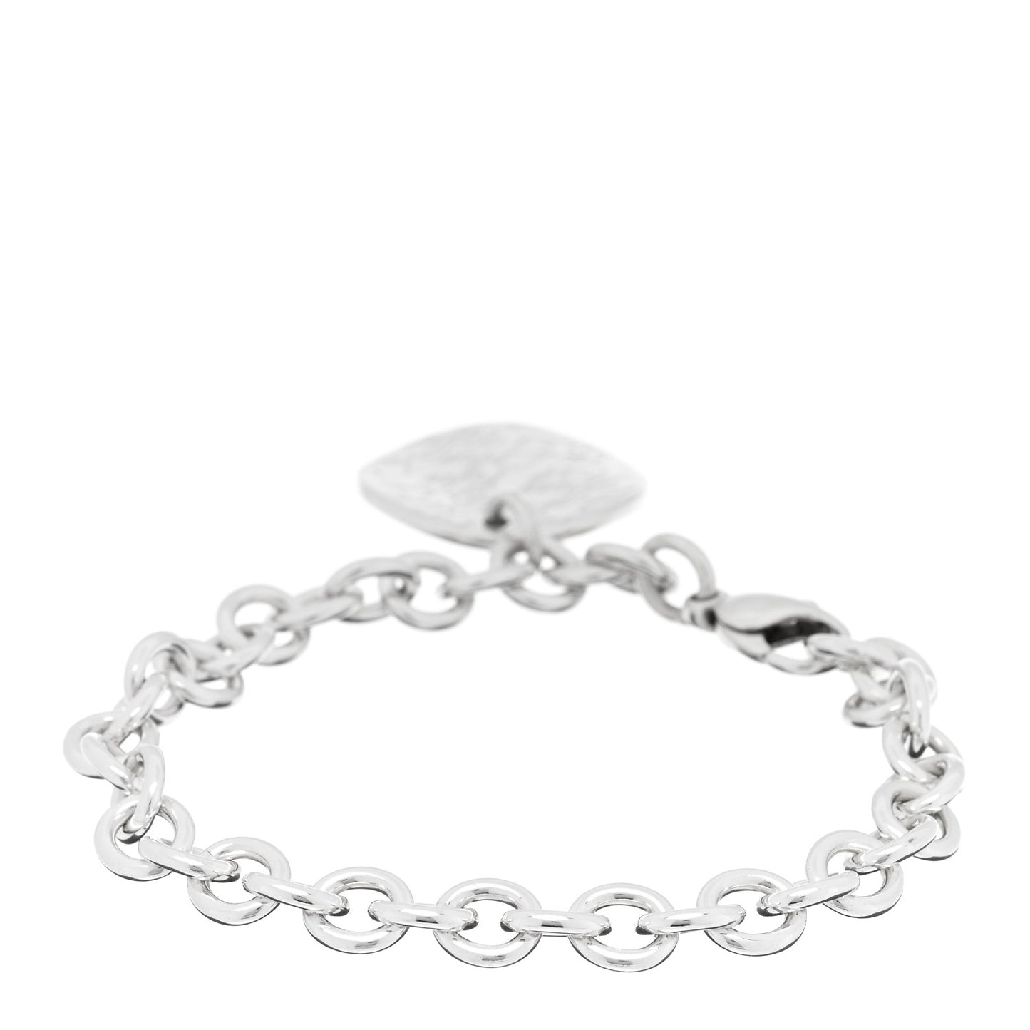 Sterling Silver Notes Round Tag Charm Bracelet