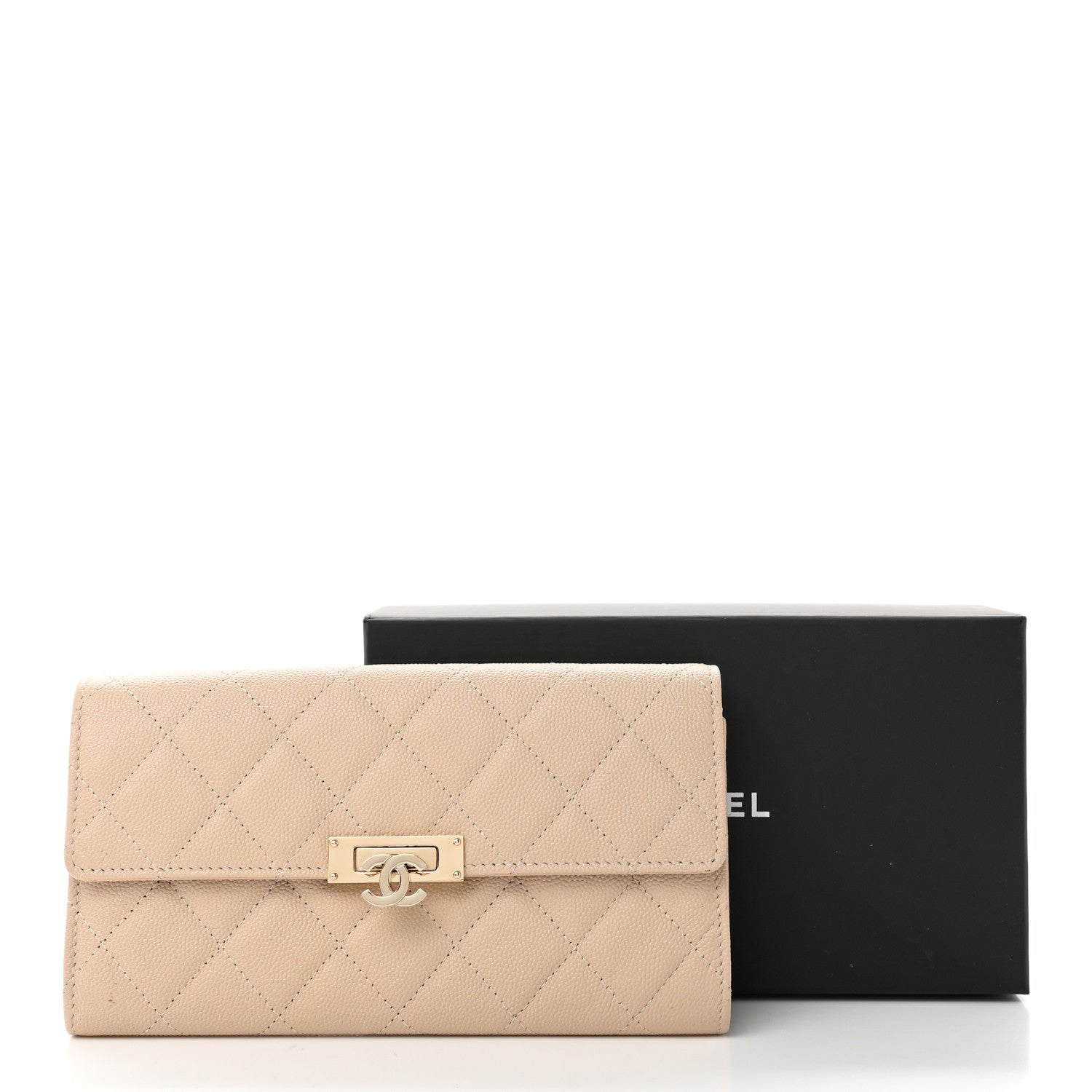 Chanel Caviar Quilted Large Golden Class Gusset Flap Wallet Beige 13 of 13