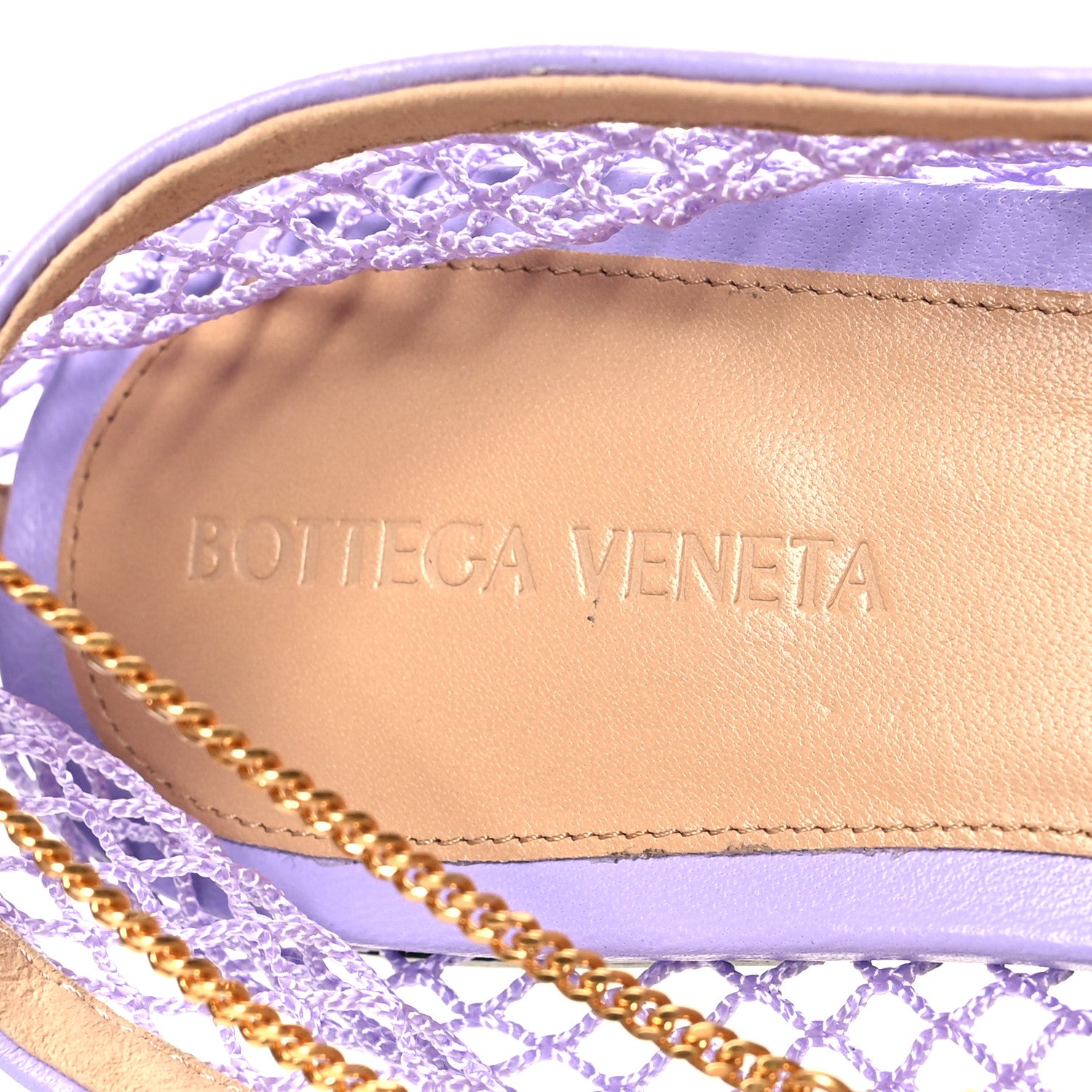 Bottega Veneta Mesh Nappa Chunky Chain Stretch Ballerina Flats 39.5 Wisteria 7 of 7