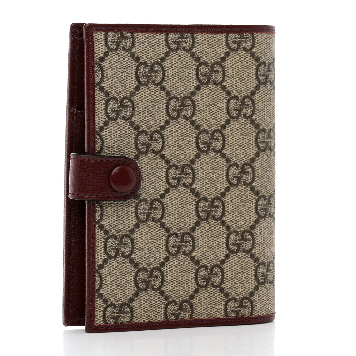 Gucci GG Supreme Monogram Azalea Calfskin Retro Interlocking G Passport Case Beige Red 3 of 8