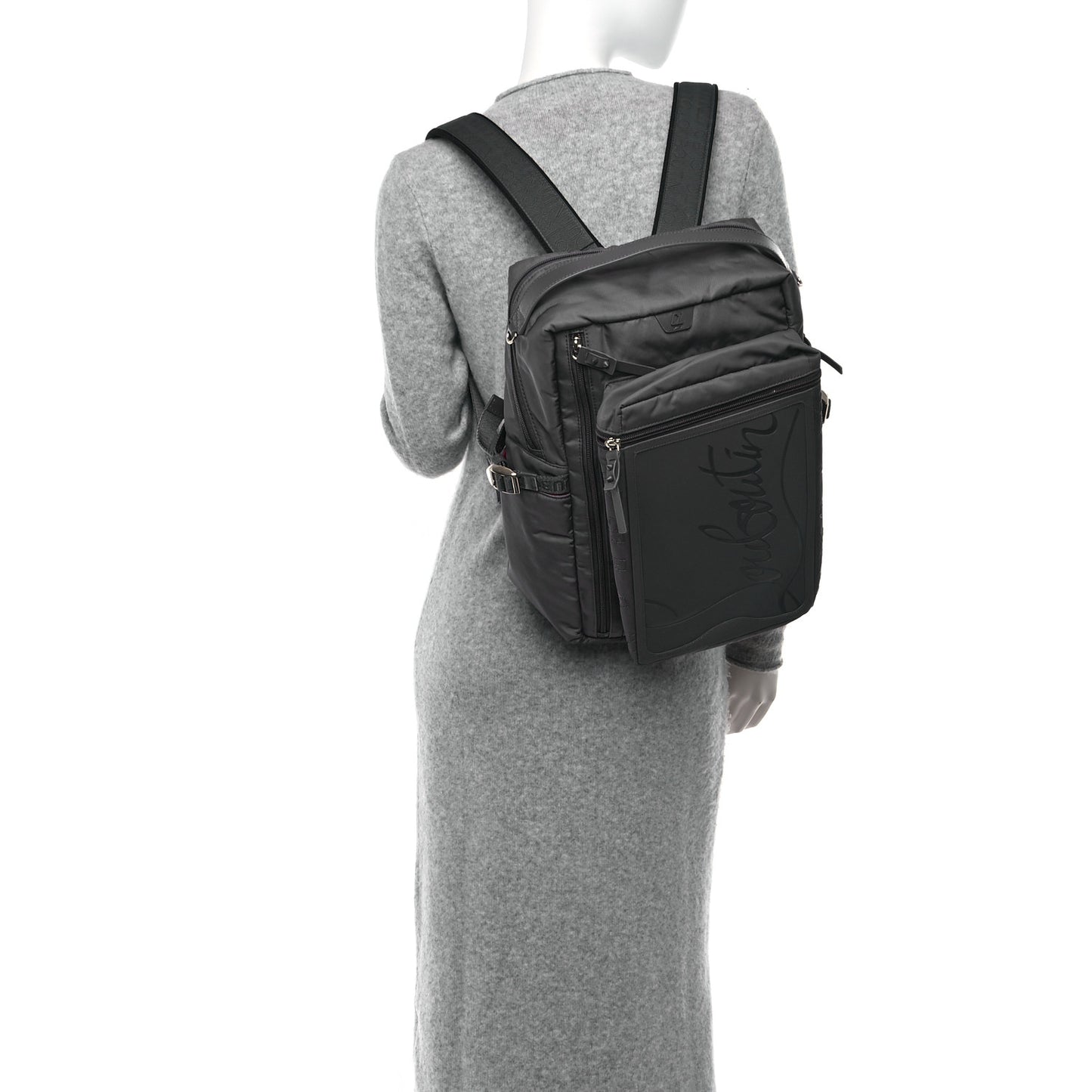 Calfskin Rubber Nylon Loubideal Backpack Smoky