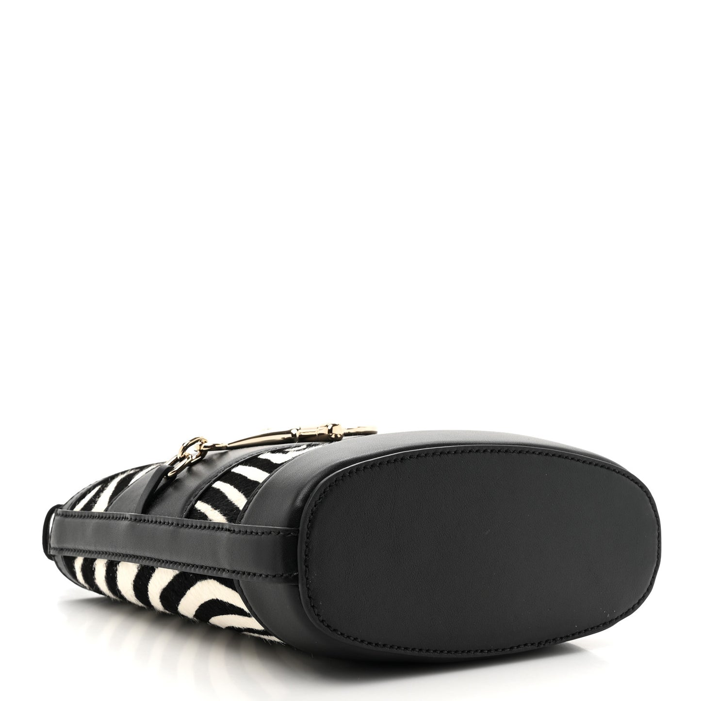 Calf Hair Calfskin Zebra Print Gucci 73 Mini Bucket Bag Black White