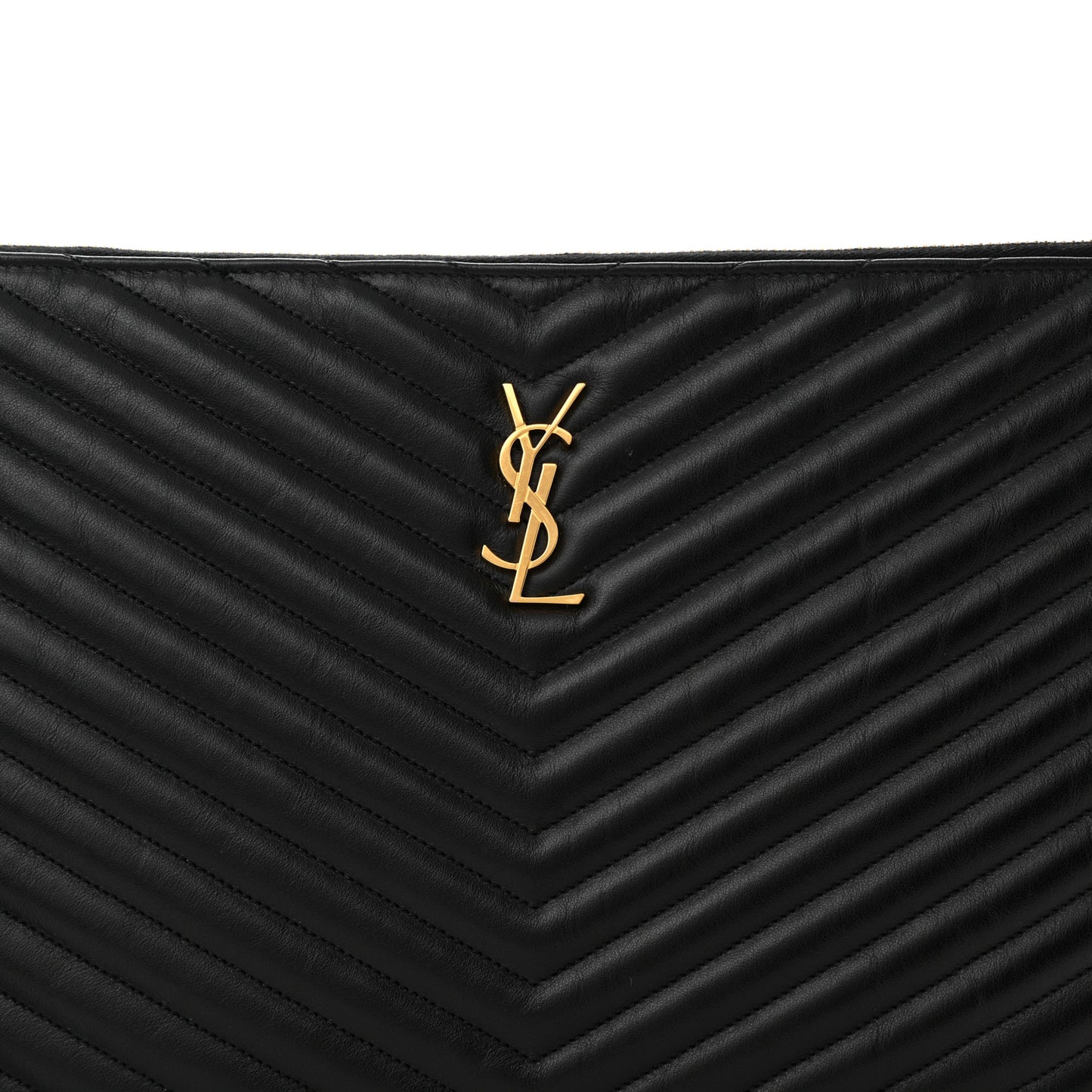 Calfskin Matelasse Chevron Monogram Document Holder Black
