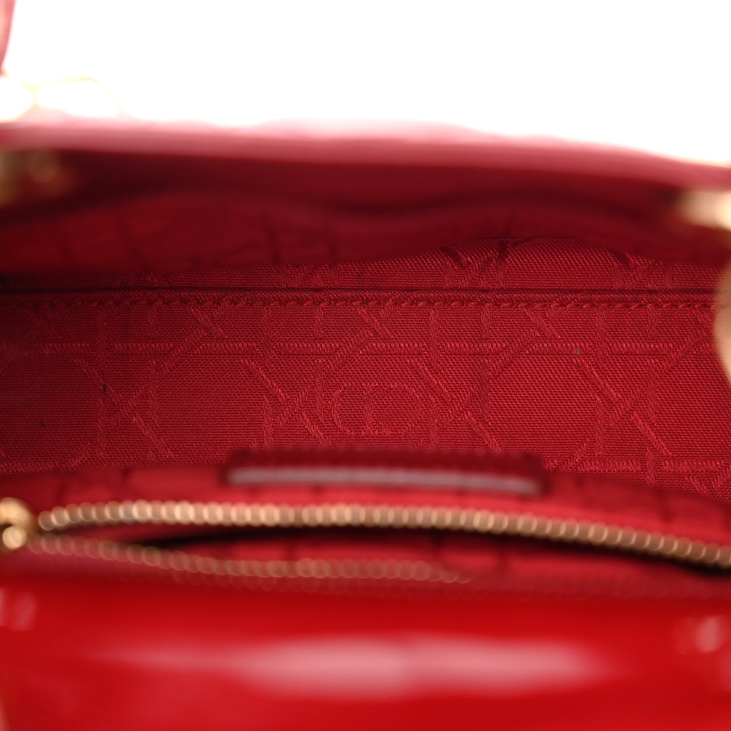 Patent Cannage Mini Lady Dior Red